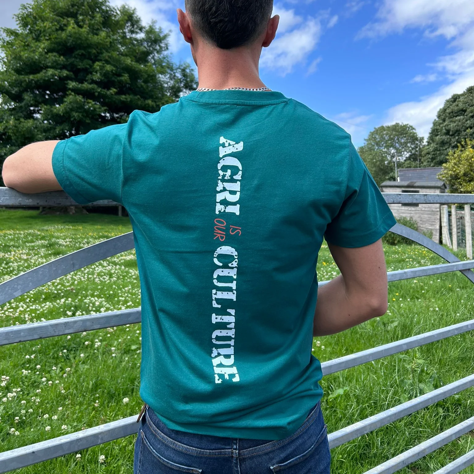 "Agri is our Culture" LUX. Adults Retro Green T-Shirt - Image 3
