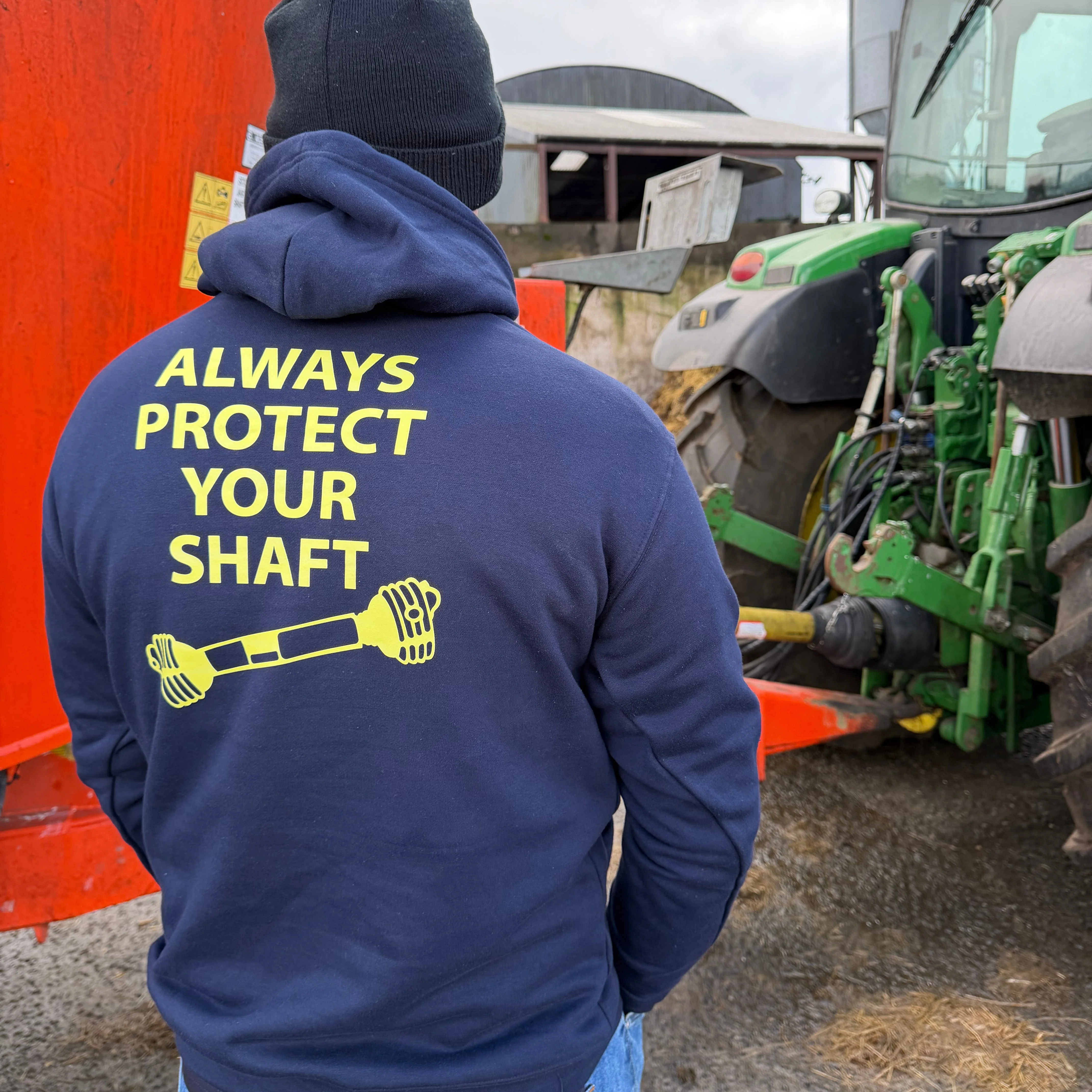 "ALWAYS PROTECT YOUR SHAFT" Unisex Adults Navy Hoodie - Image 3