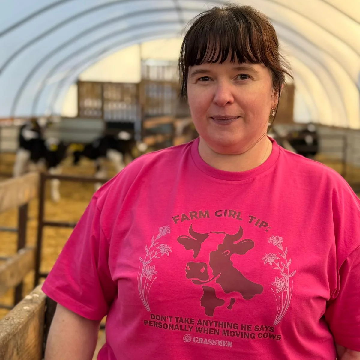 "Farm Girl" Novelty Adults Pink T-Shirt - Image 4