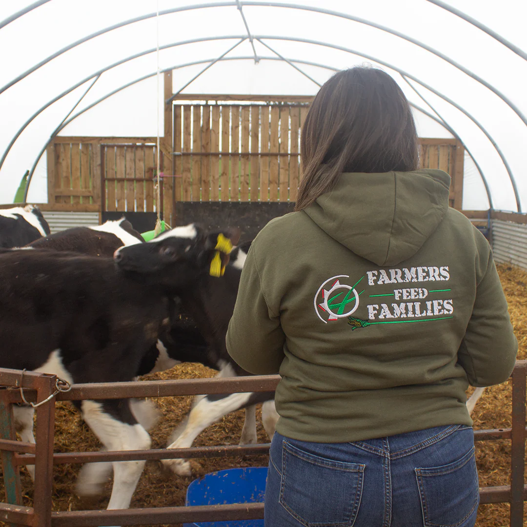 "Farmers Feed Families" Adults Khaki Green Hoodie - Image 8