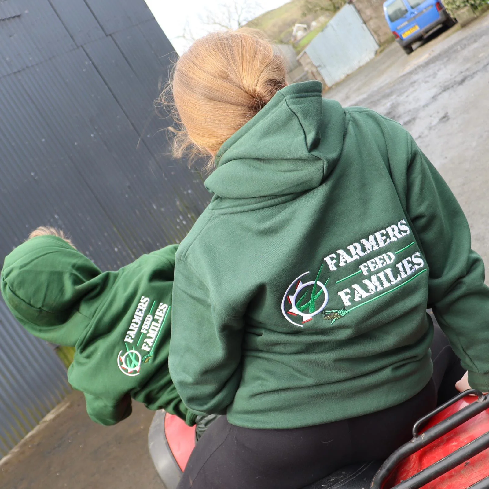 "Farmers Feed Families" Kids Bottle Green Hoodie - Image 10