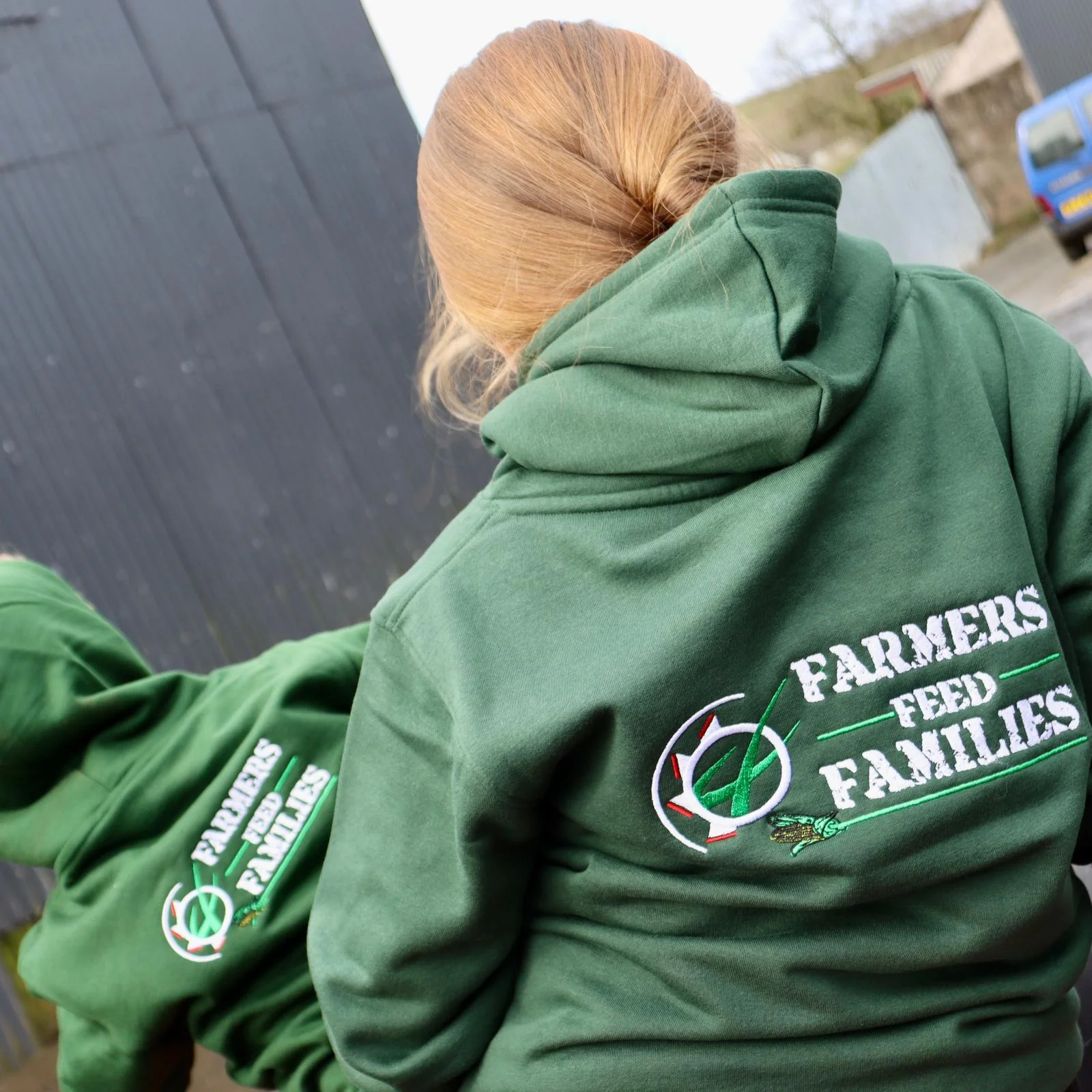 "Farmers Feed Families" Kids Bottle Green Hoodie - Image 11