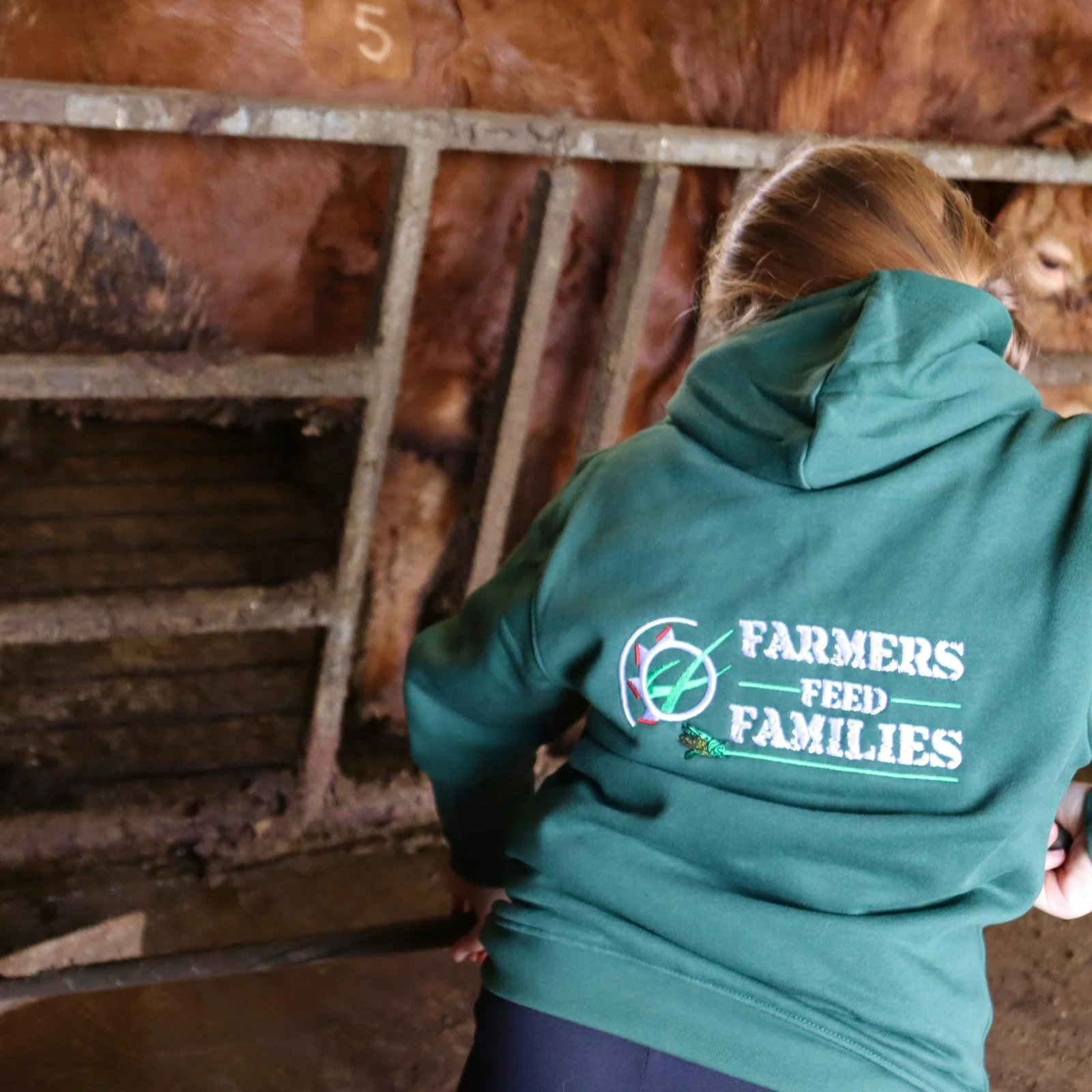 "Farmers Feed Families" Kids Bottle Green Hoodie - Image 12