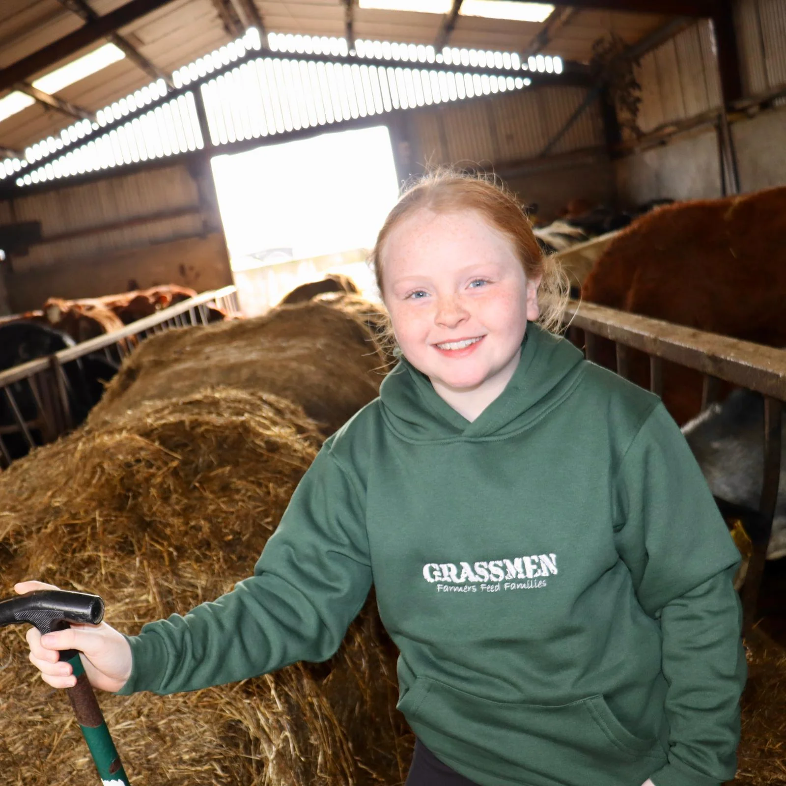 "Farmers Feed Families" Kids Bottle Green Hoodie - Image 17