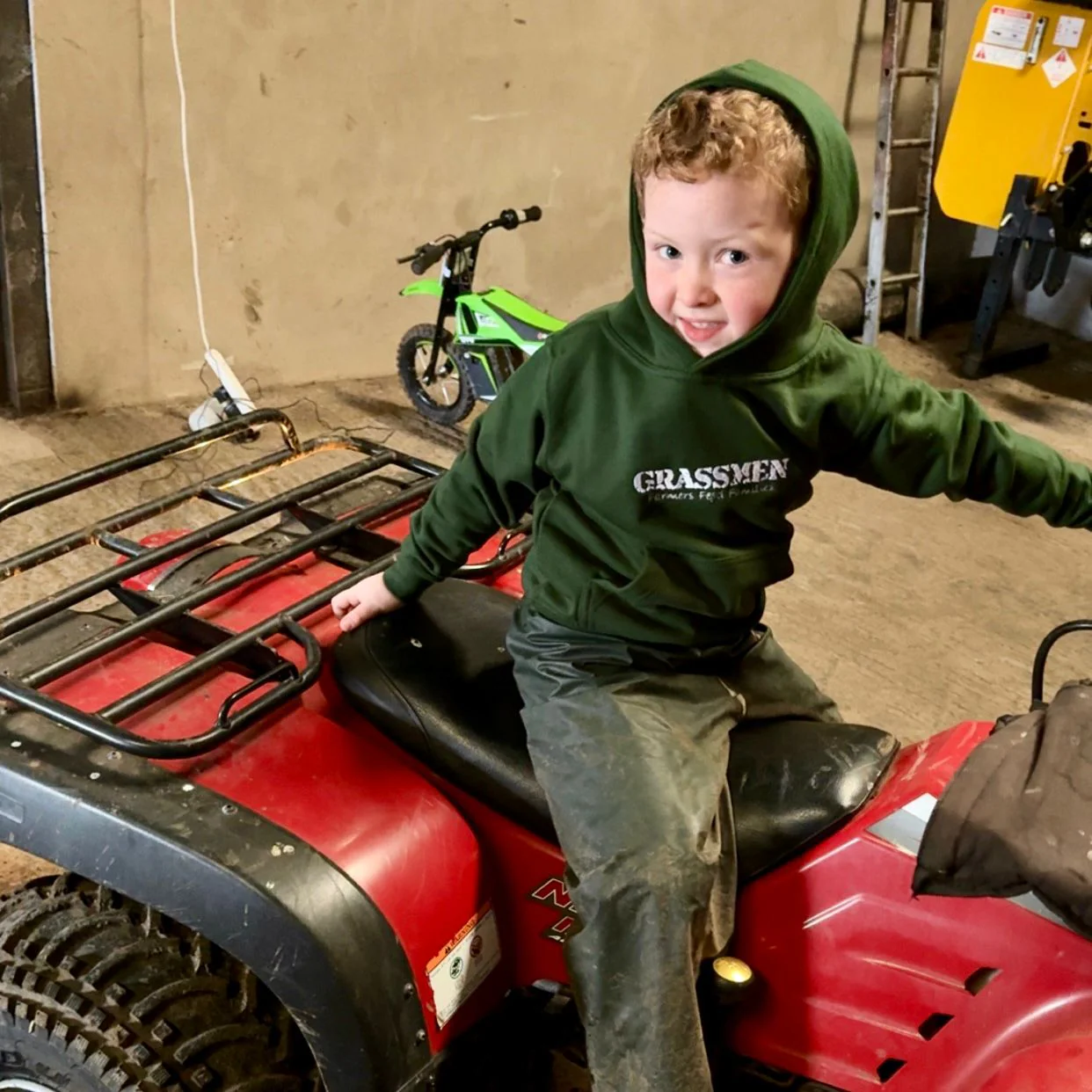 "Farmers Feed Families" Kids Bottle Green Hoodie - Image 21