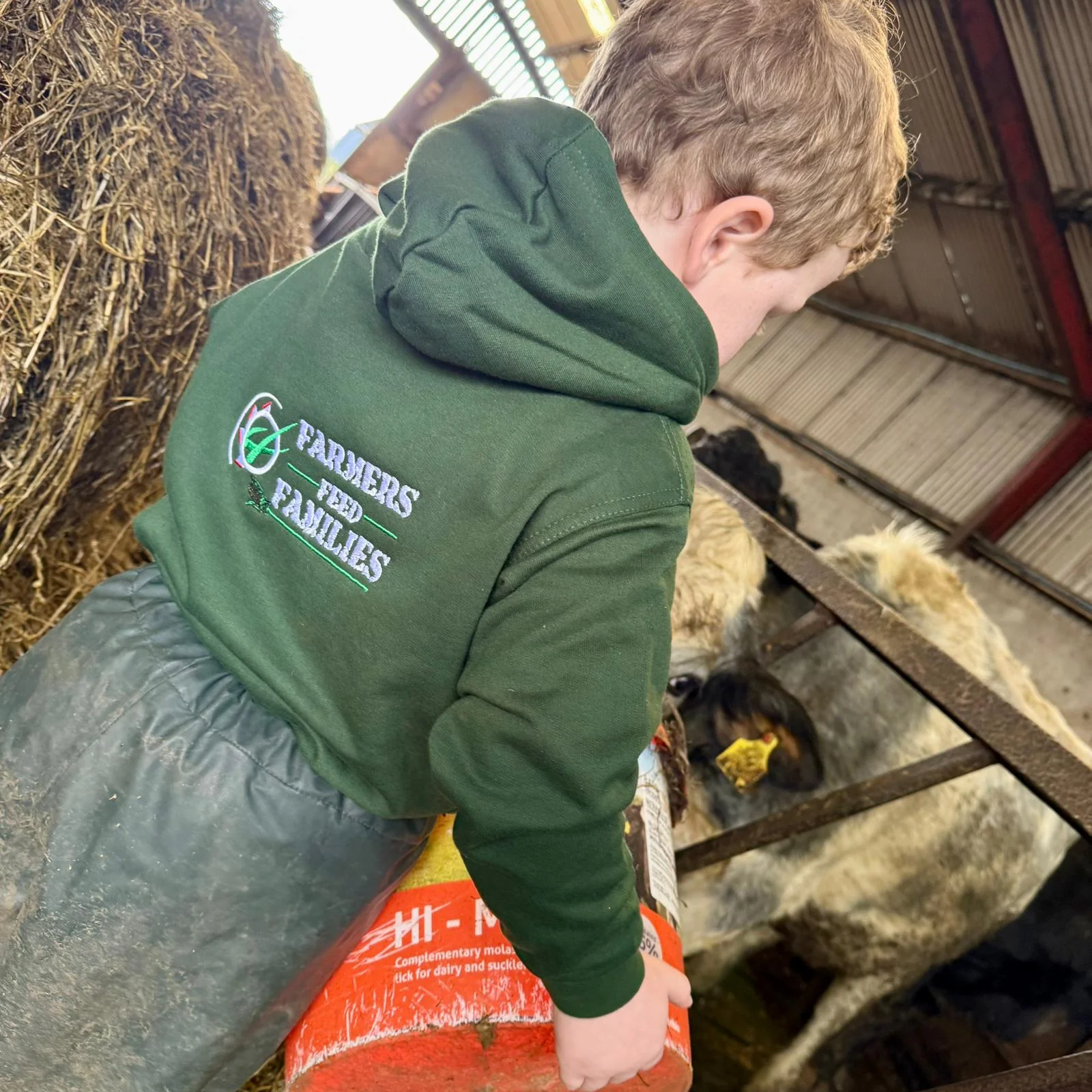 "Farmers Feed Families" Kids Bottle Green Hoodie - Image 26