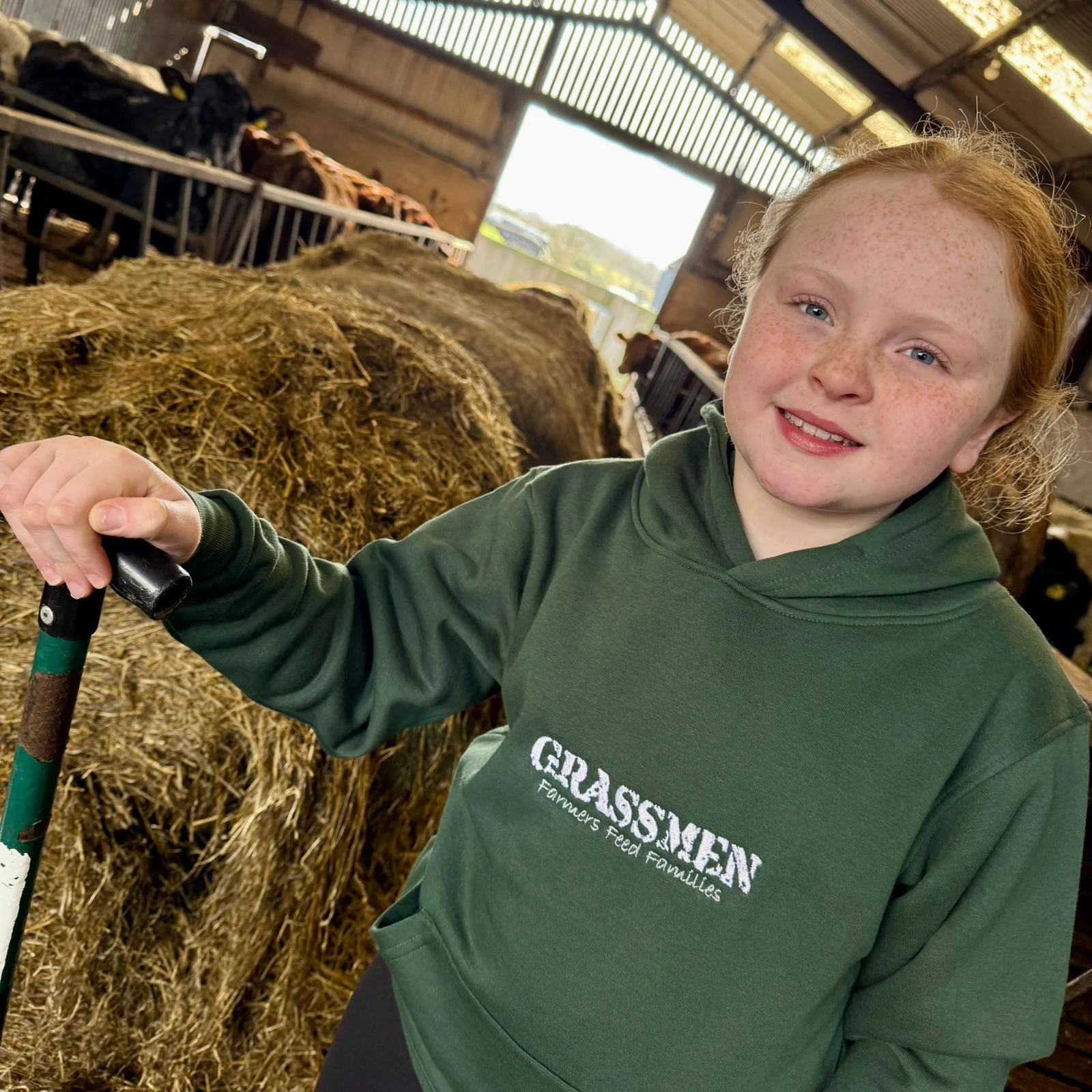 "Farmers Feed Families" Kids Bottle Green Hoodie - Image 29