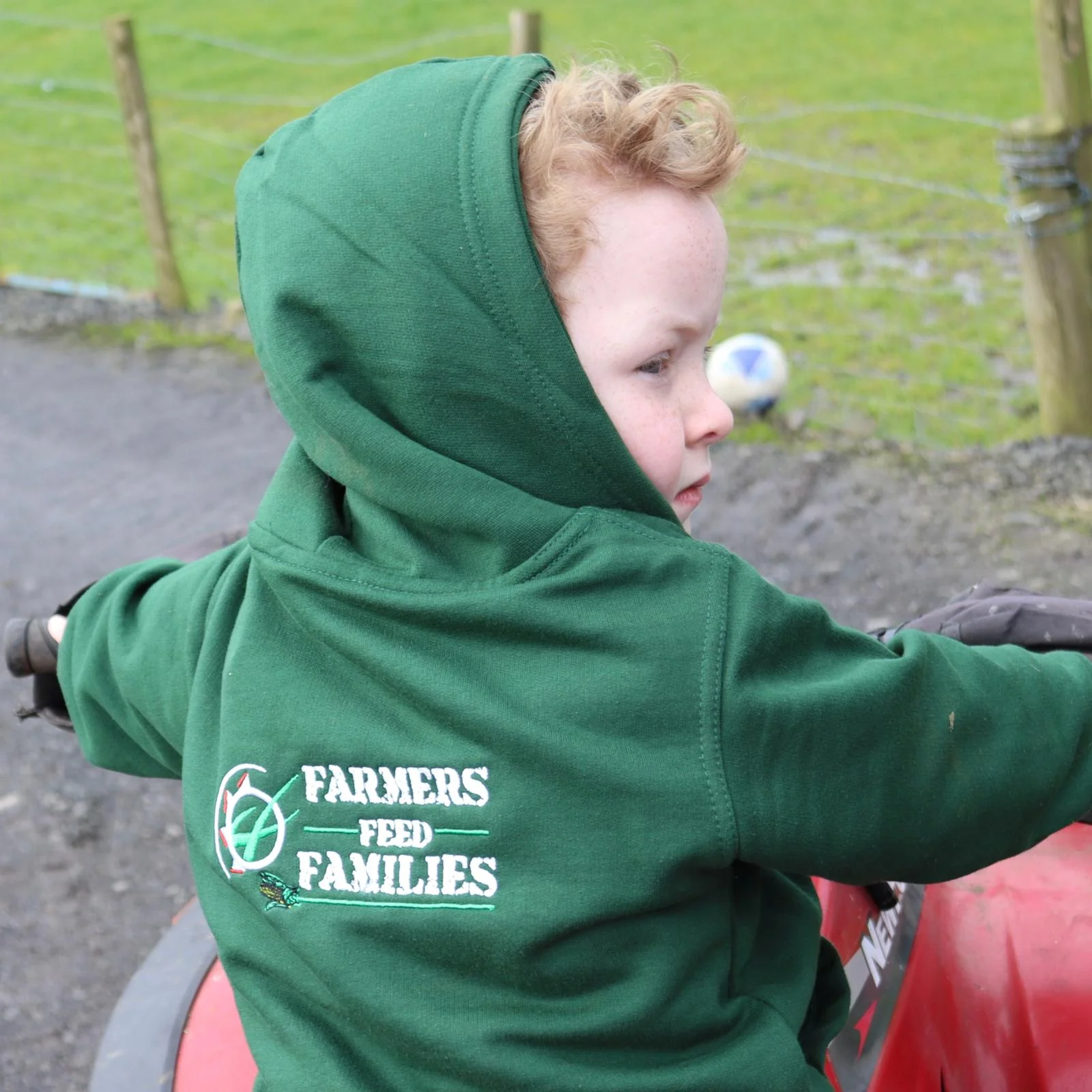 "Farmers Feed Families" Kids Bottle Green Hoodie - Image 9