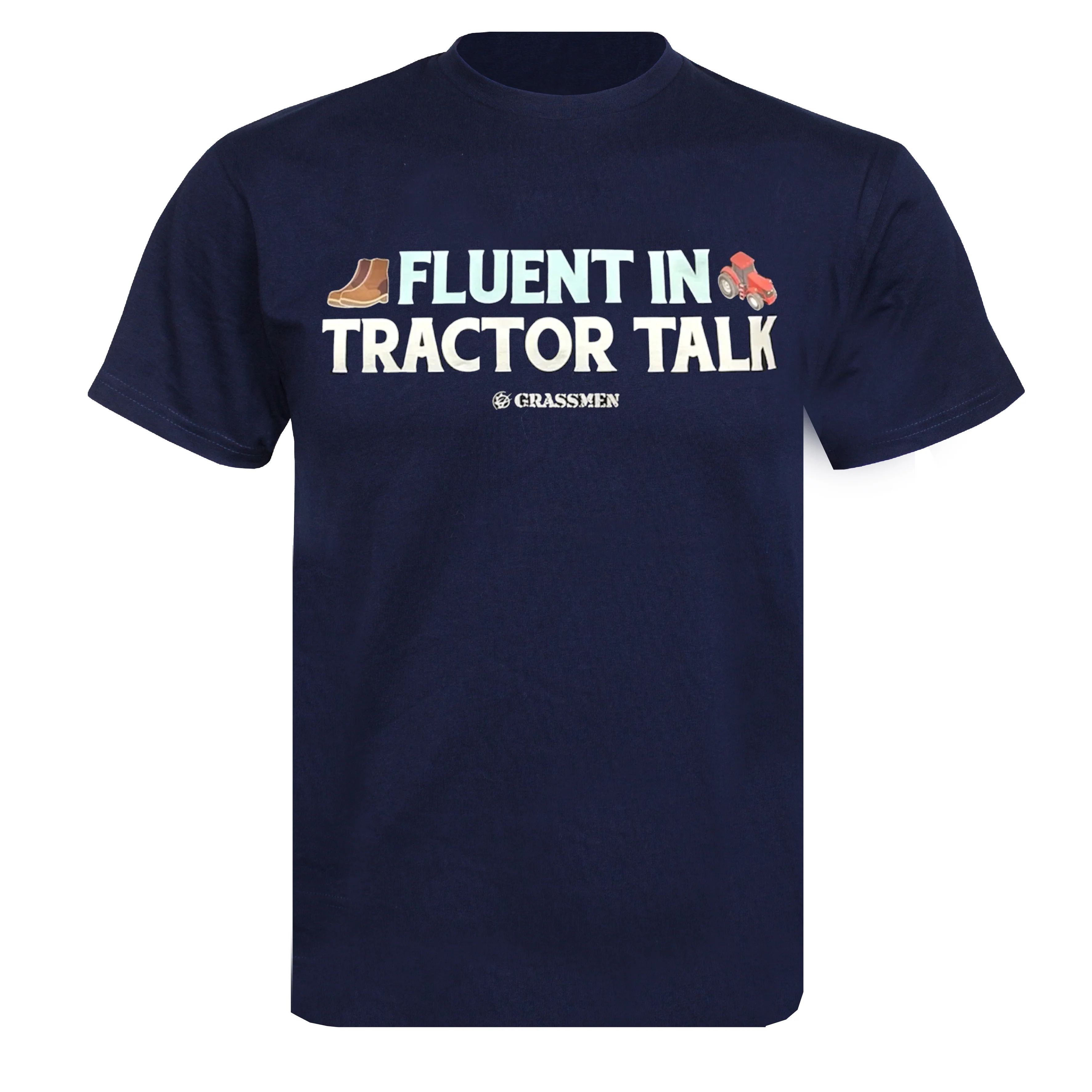 "Fluent In Tractor Talk" Novelty Adults Navy T-Shirt
