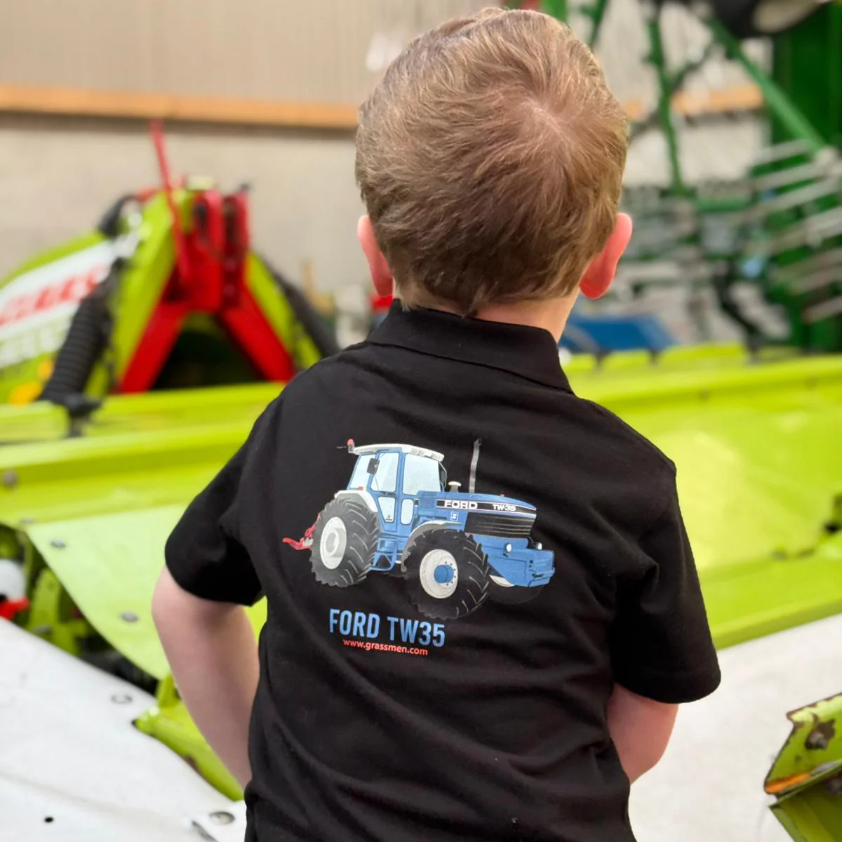 "Ford TW35" Kids Black Polo Shirt - Image 4