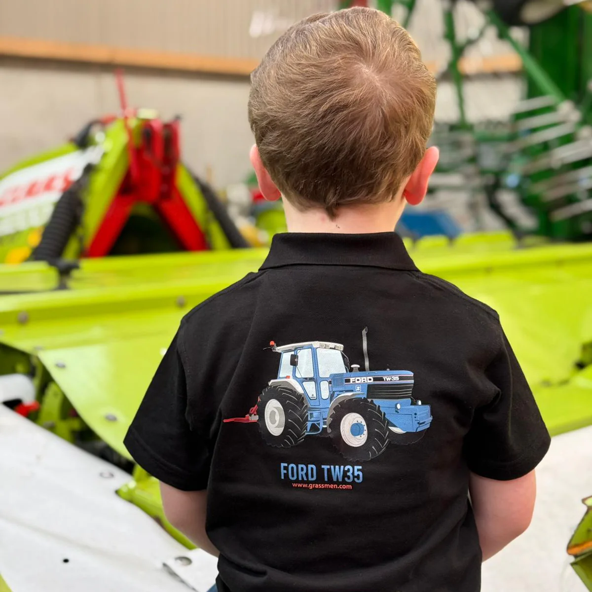 "Ford TW35" Kids Black Polo Shirt - Image 5