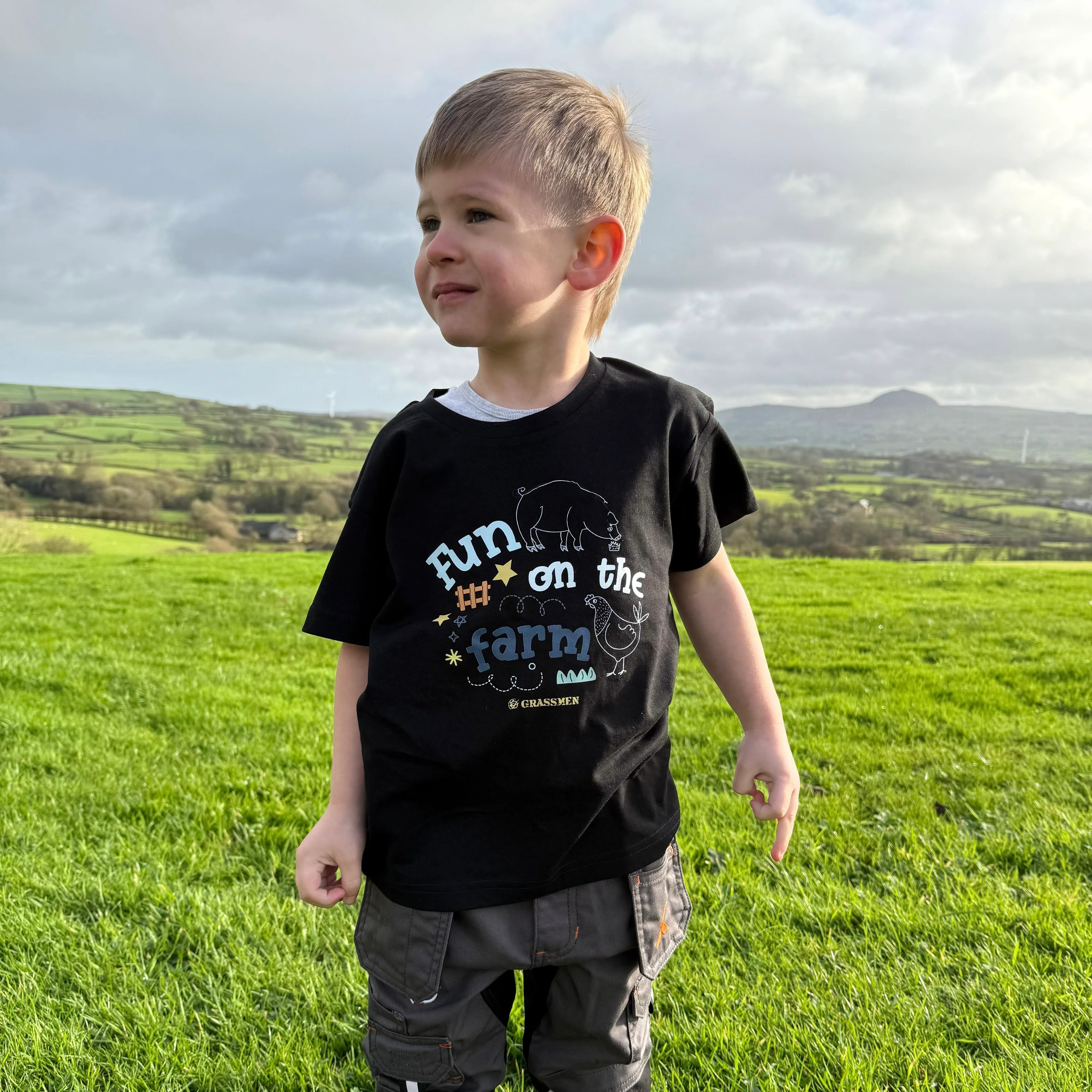 "Fun on the Farm" Novelty Kids Black T-Shirt - Image 3