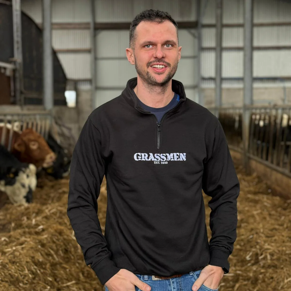 "No Farmers. No Food. No Future." Adults Black Pro 1/4 Zip Sweatshirt - Image 3