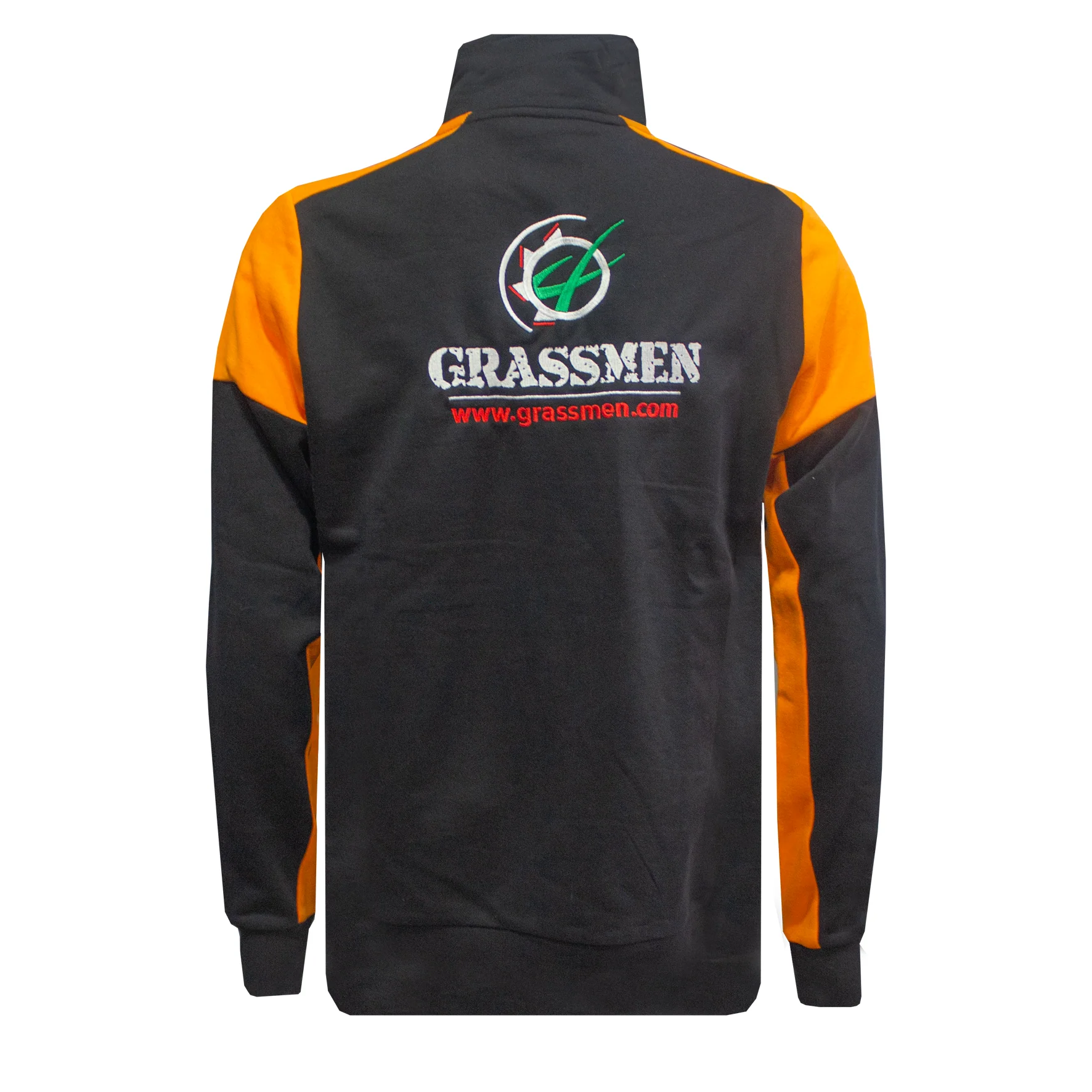 "GRASSMEN" Adults Prime Two Toned 1/4 Zip Sweater Black/Red - Image 3