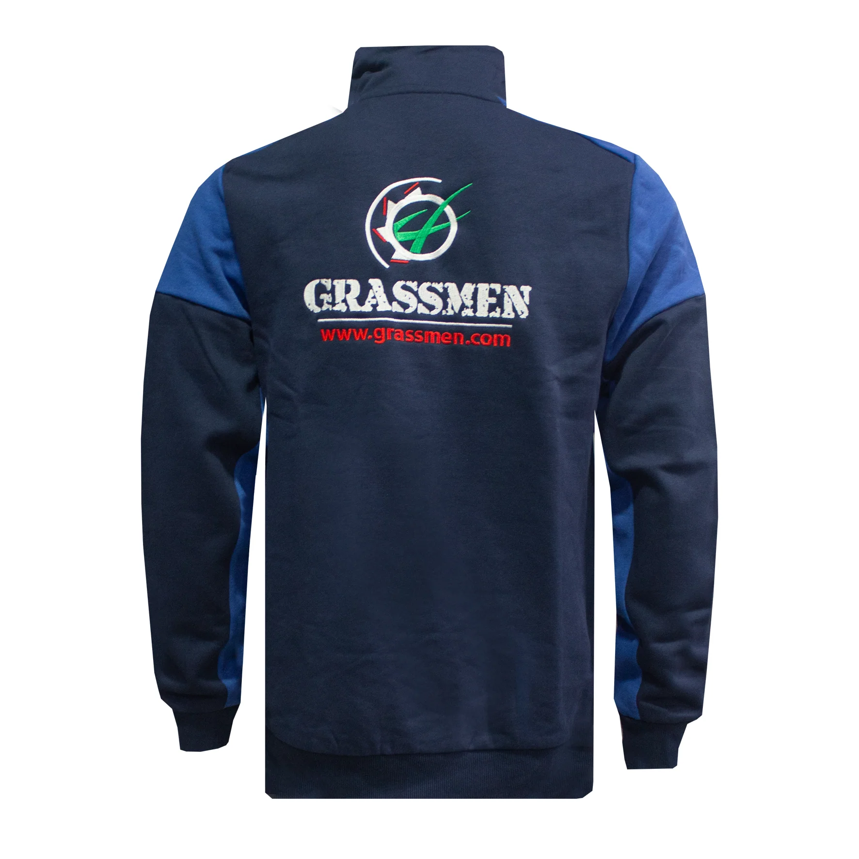 "GRASSMEN" Adults Prime Two Toned 1/4 Zip Sweater Navy/Cobalt - Image 3