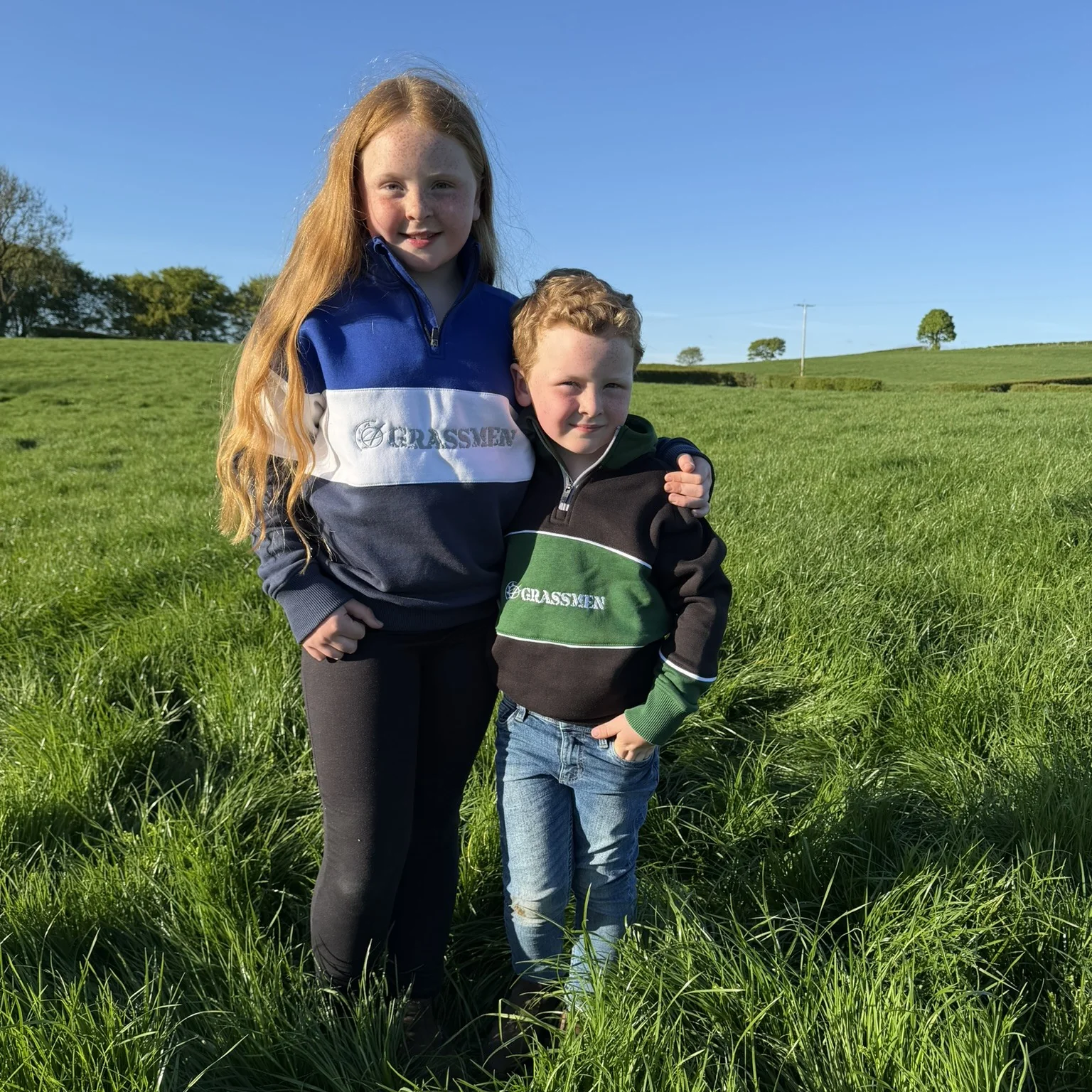 GRASSMEN Blue, White & Navy - Kids Unisex Cotton Quarter Zip - Image 4