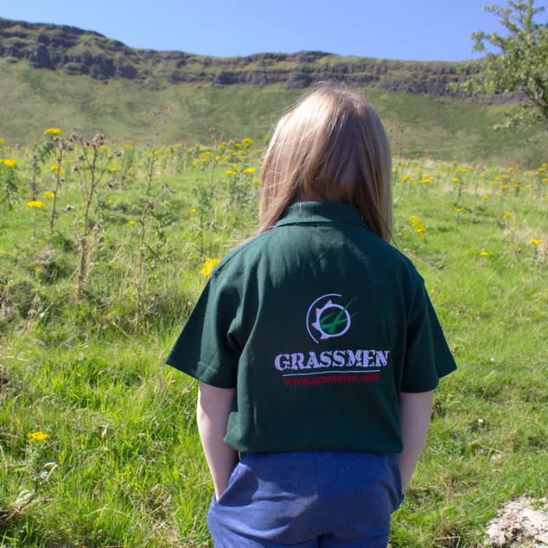 "GRASSMEN" Kids Bottle Green  Polo Shirt - Image 4