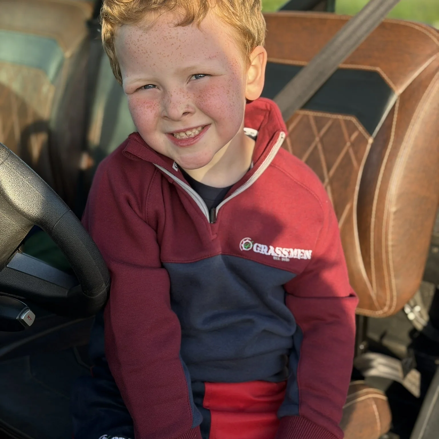 GRASSMEN Burgundy, Navy & White  - Kids Unisex Cotton Quarter Zip - Image 4