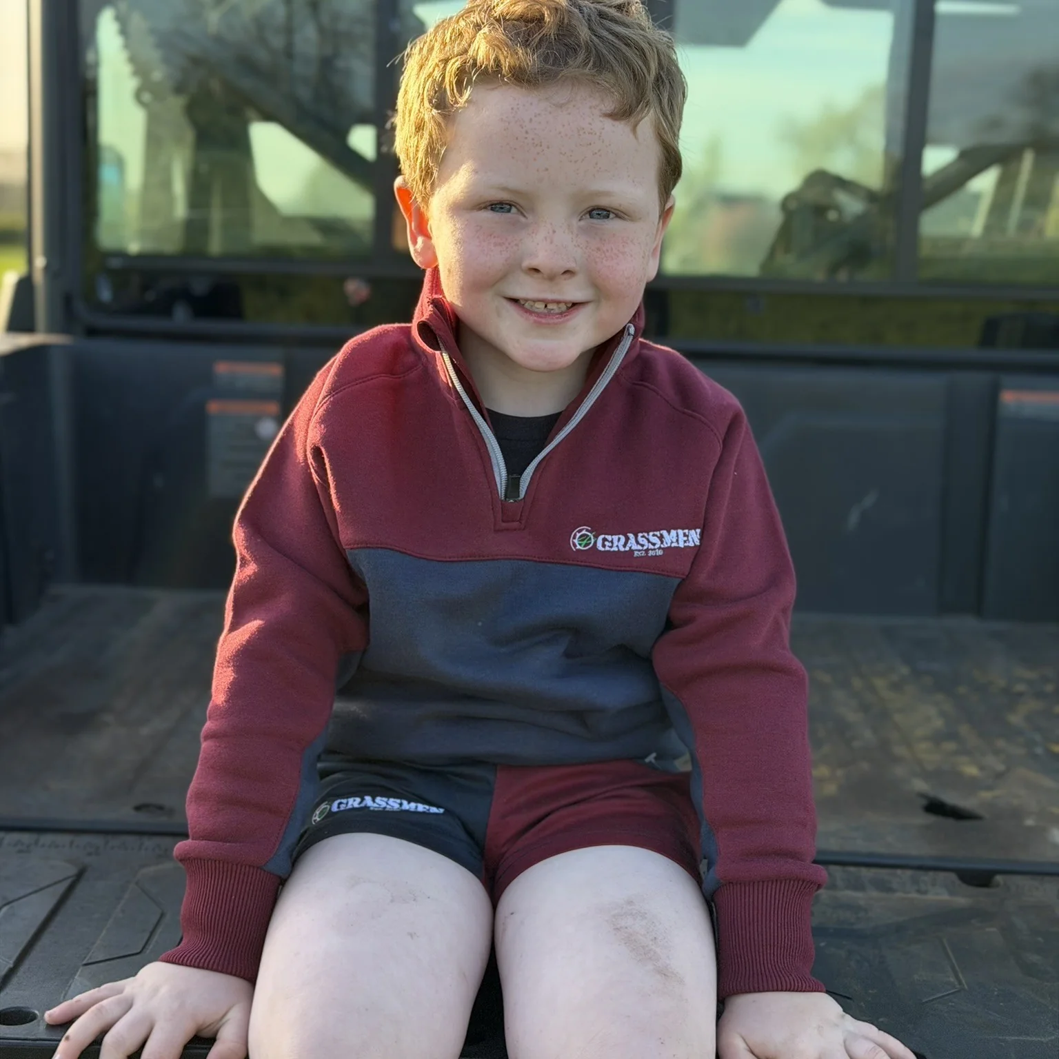 GRASSMEN Burgundy, Navy & White  - Kids Unisex Cotton Quarter Zip - Image 6