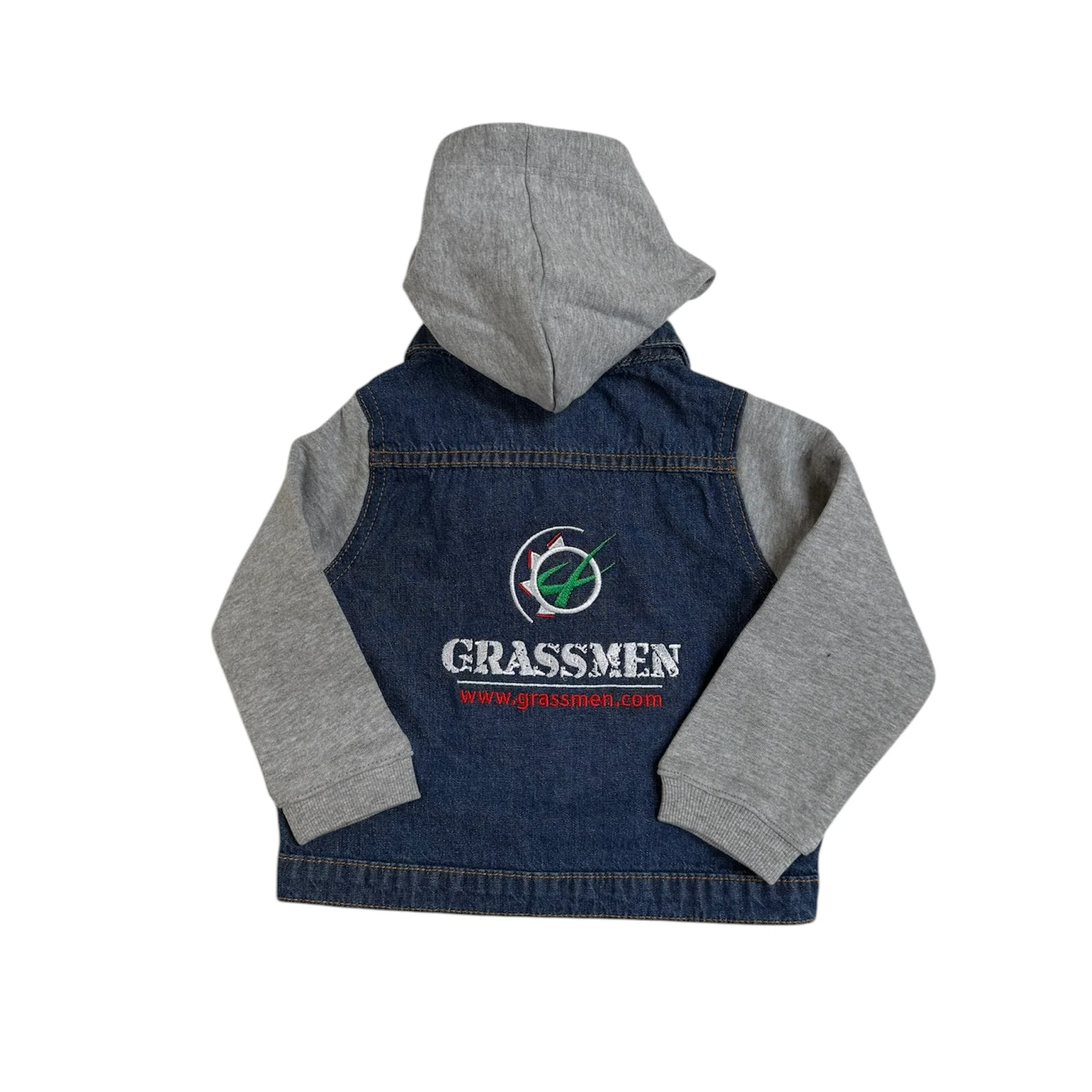 GRASSMEN Denim jacket with fleece hood and sleeves - Image 2