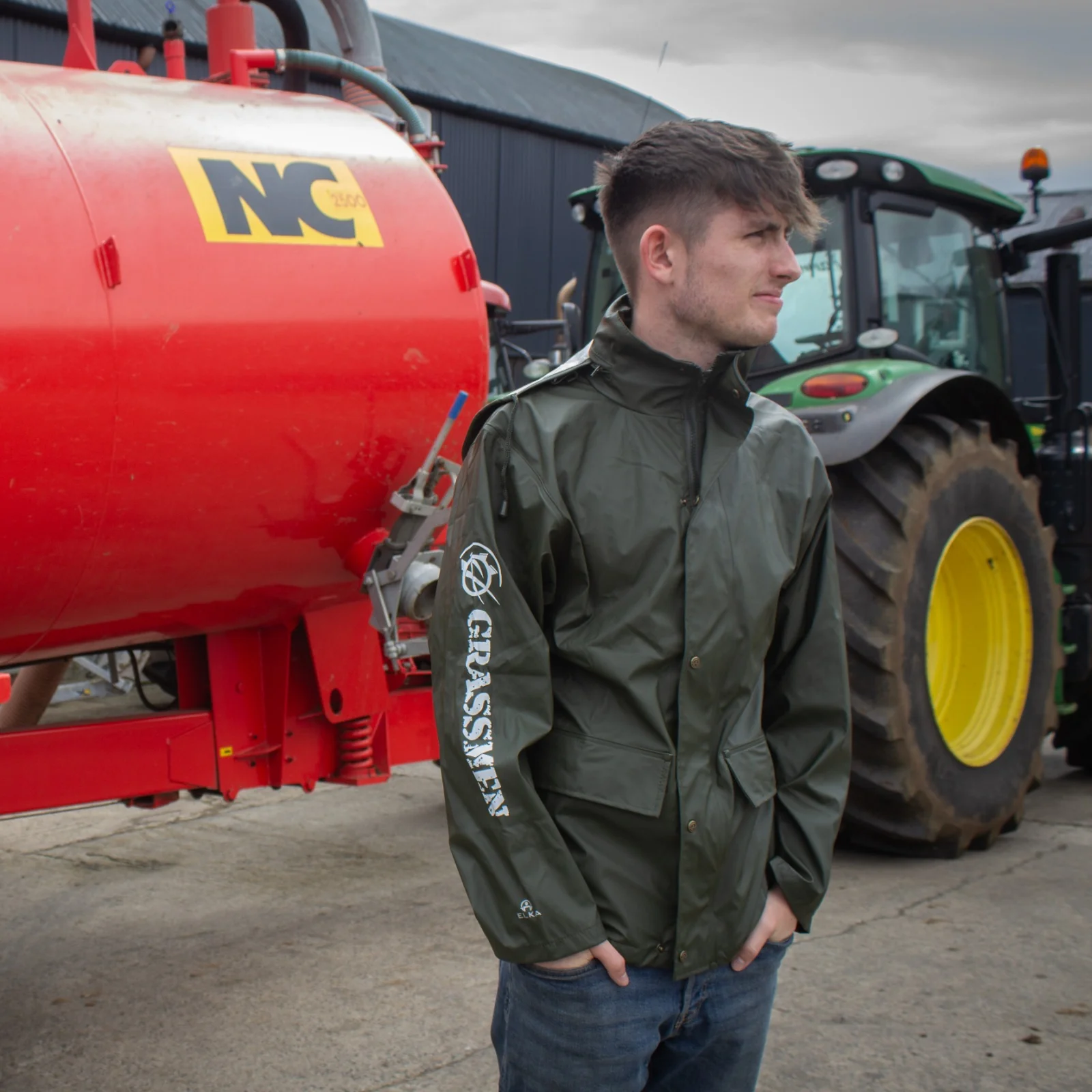 "GRASSMEN" Unisex Adults Green Waterproof Coat - Image 5