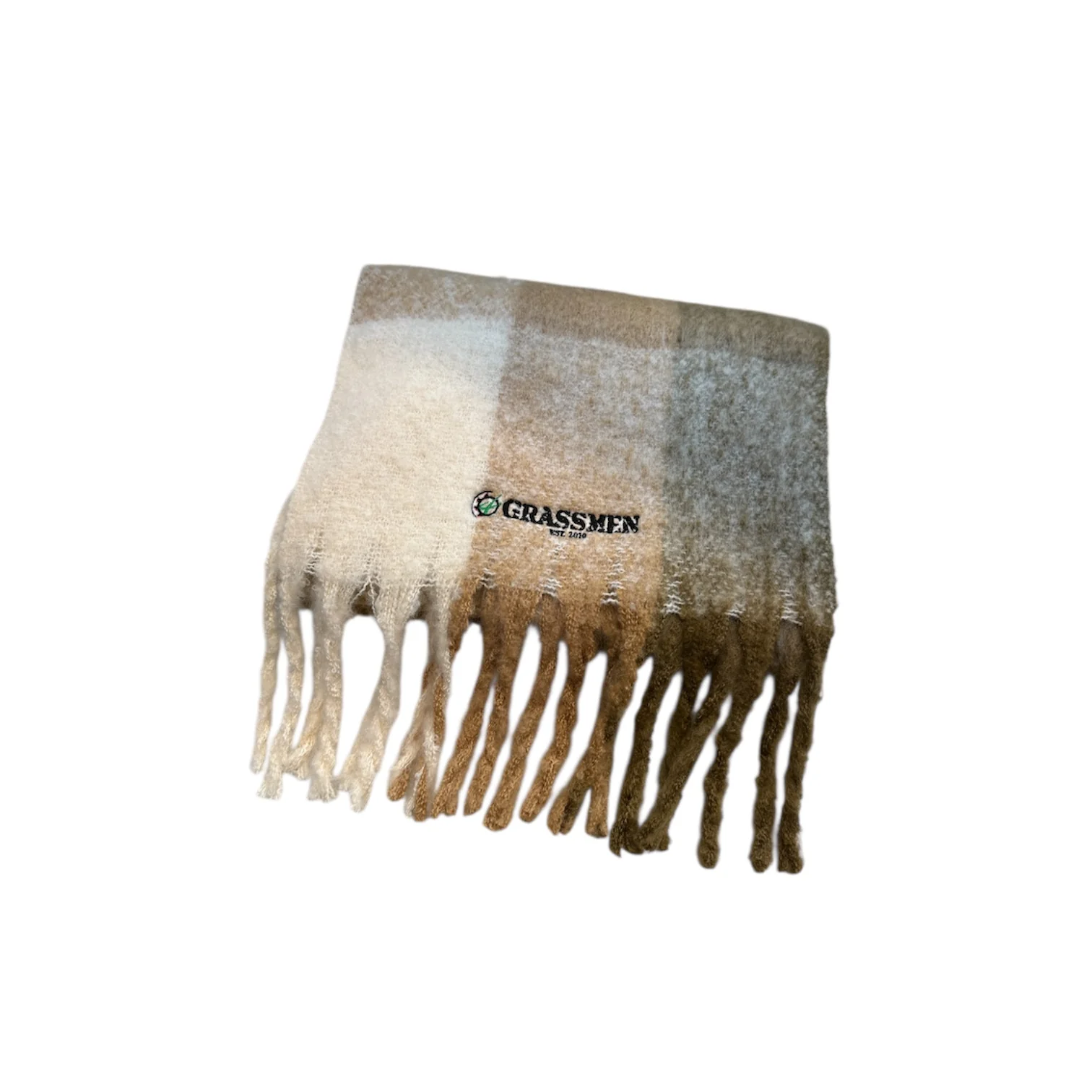 "GRASSMEN" Fluffy Check Scarf