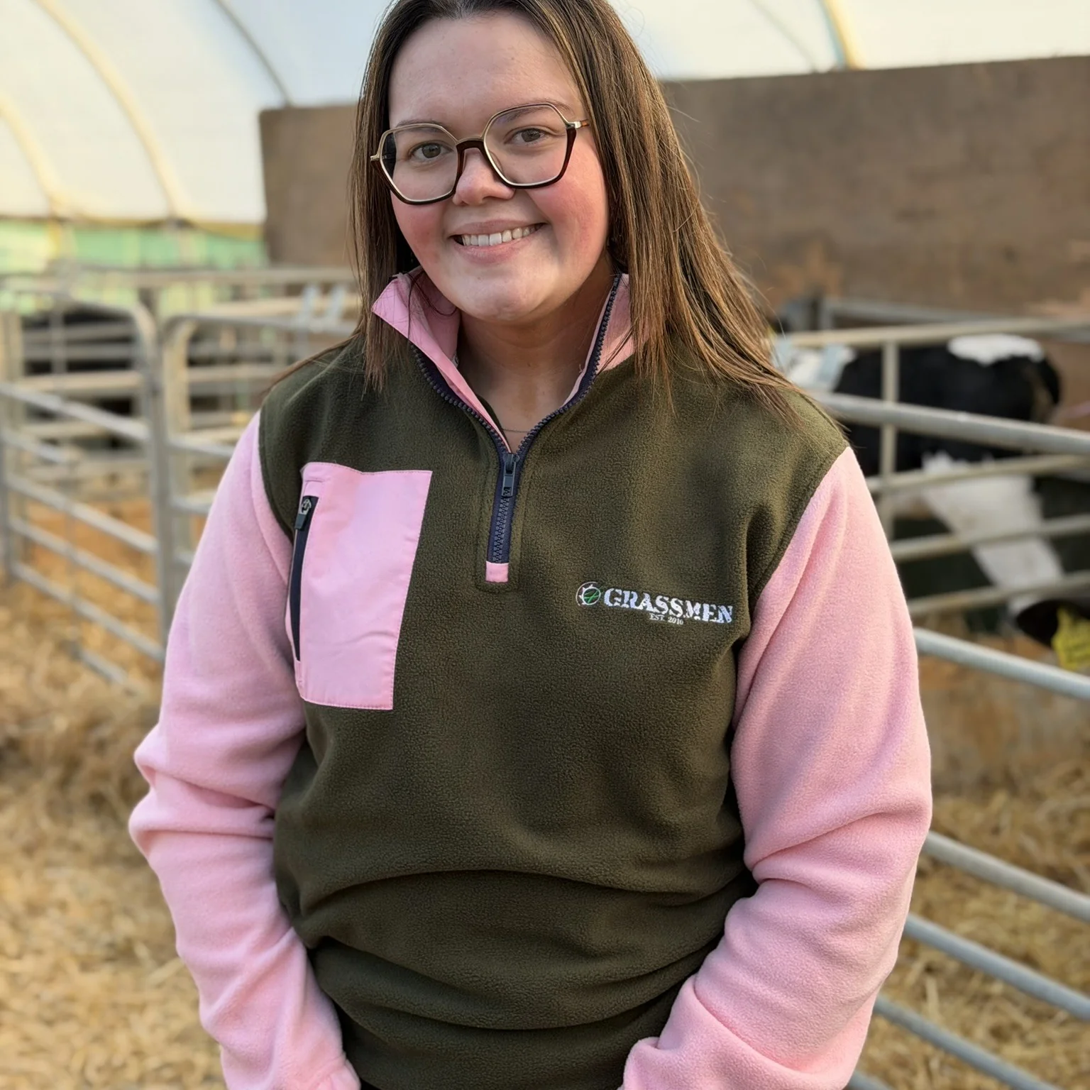 GRASSMEN Green/Pink Adults Sherpa Quarter Zip Fleece (OVERSIZED FITMENT) - Image 3