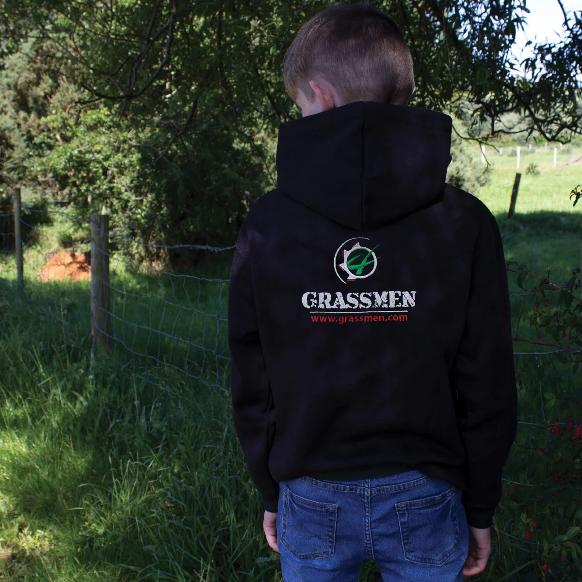 "GRASSMEN" Kids Black Hoodie - Image 3