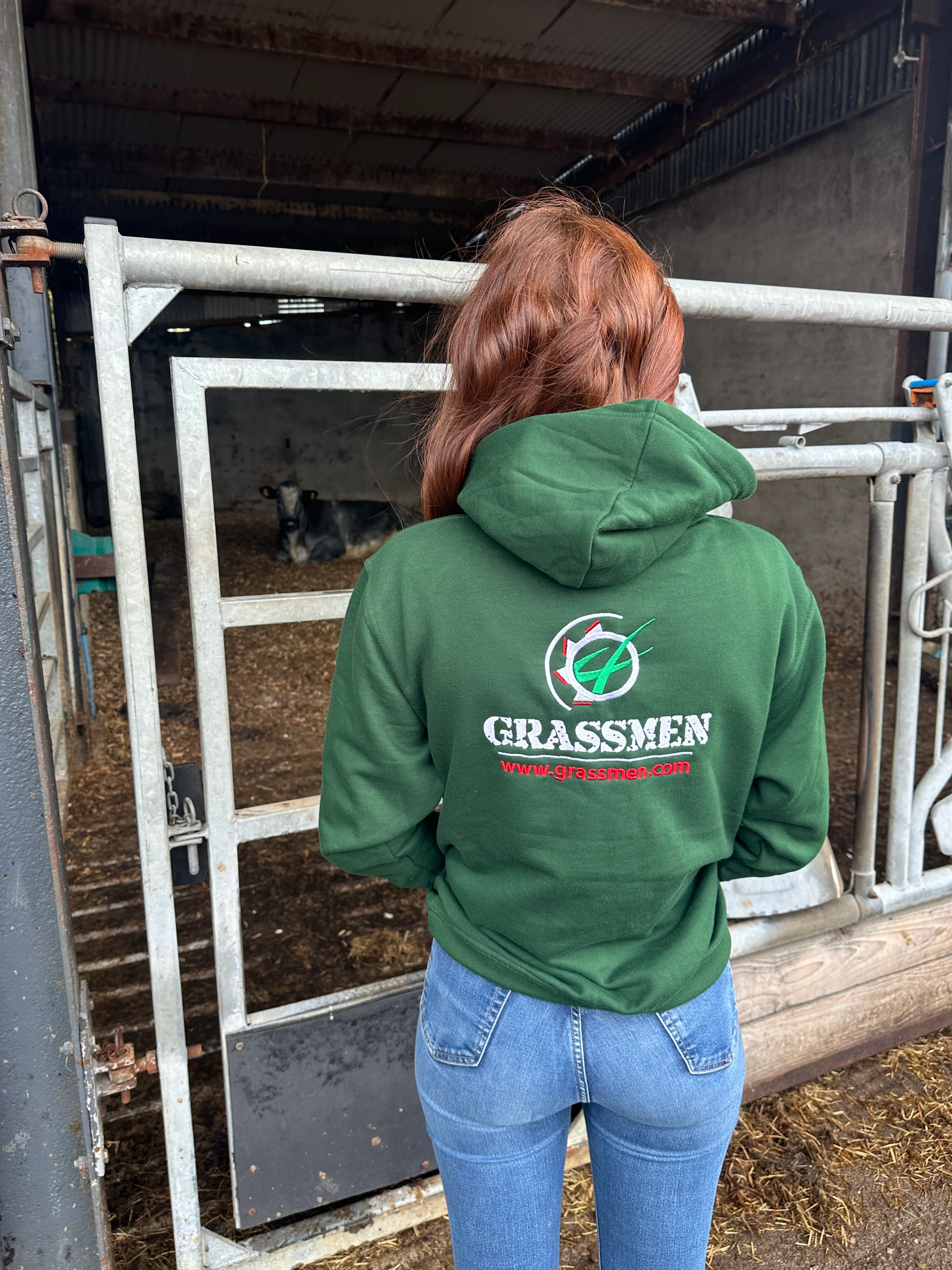 "GRASSMEN" Unisex Adults Bottle Green Hoodie - Image 6