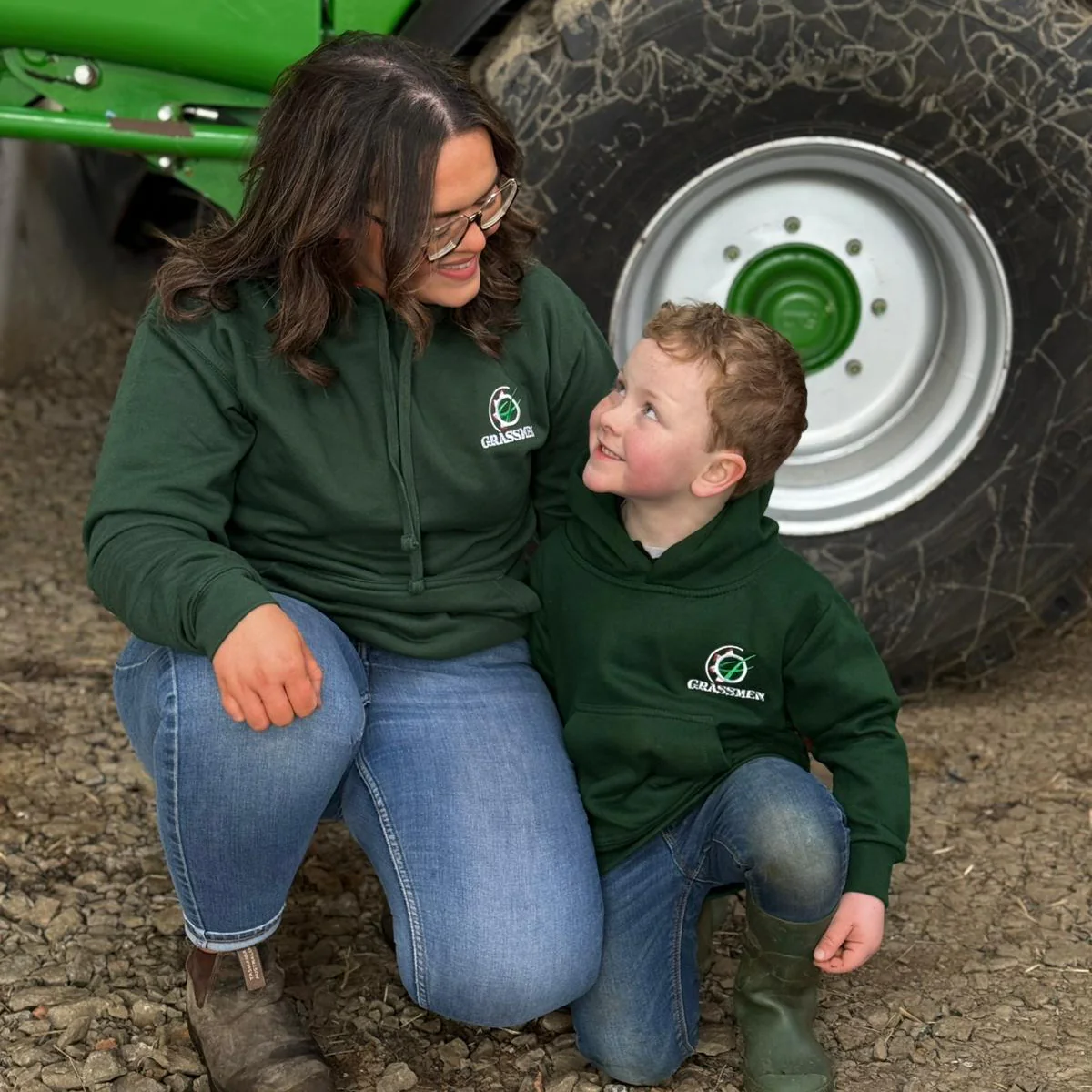 "GRASSMEN" Kids Bottle Green Hoodie - Image 8