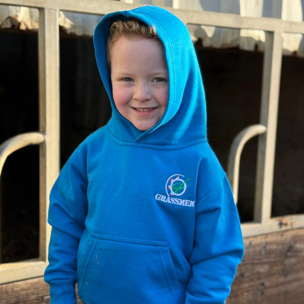 "GRASSMEN" Kids Electric Blue Hoodie - Image 5