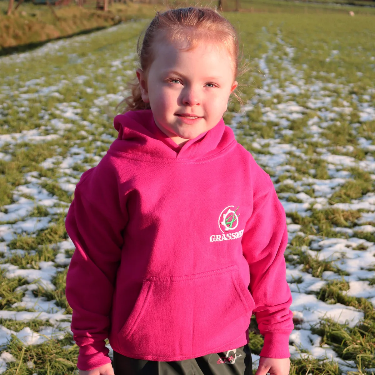 "GRASSMEN" Kids Pink Hoodie - Image 3
