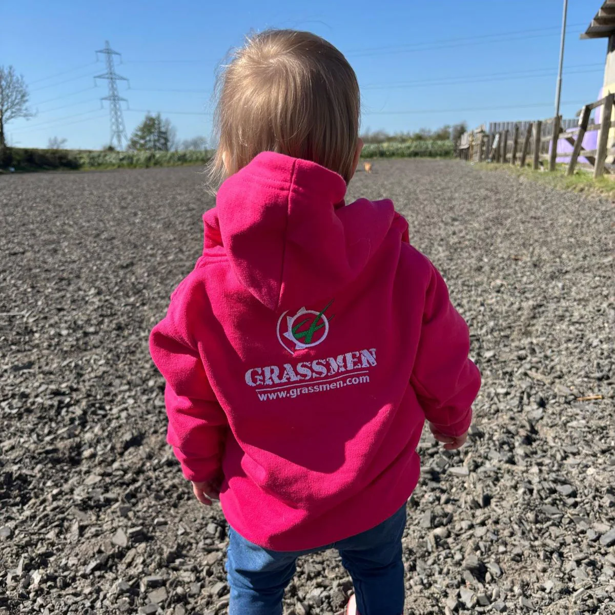 "GRASSMEN" Kids Pink Hoodie - Image 5