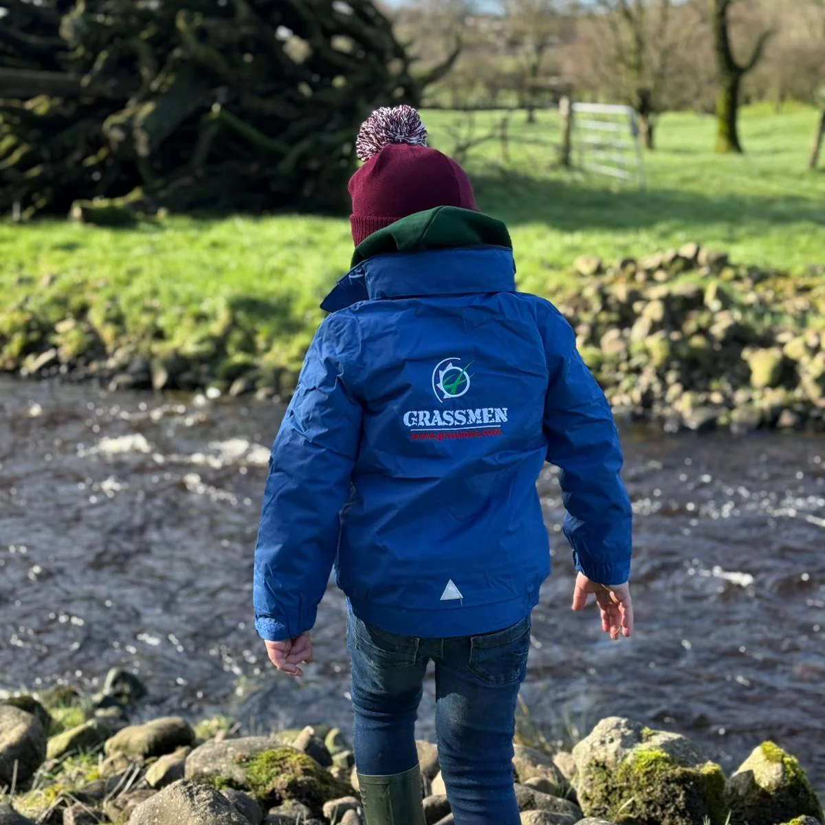GRASSMEN Kids Drover Jacket - Blue