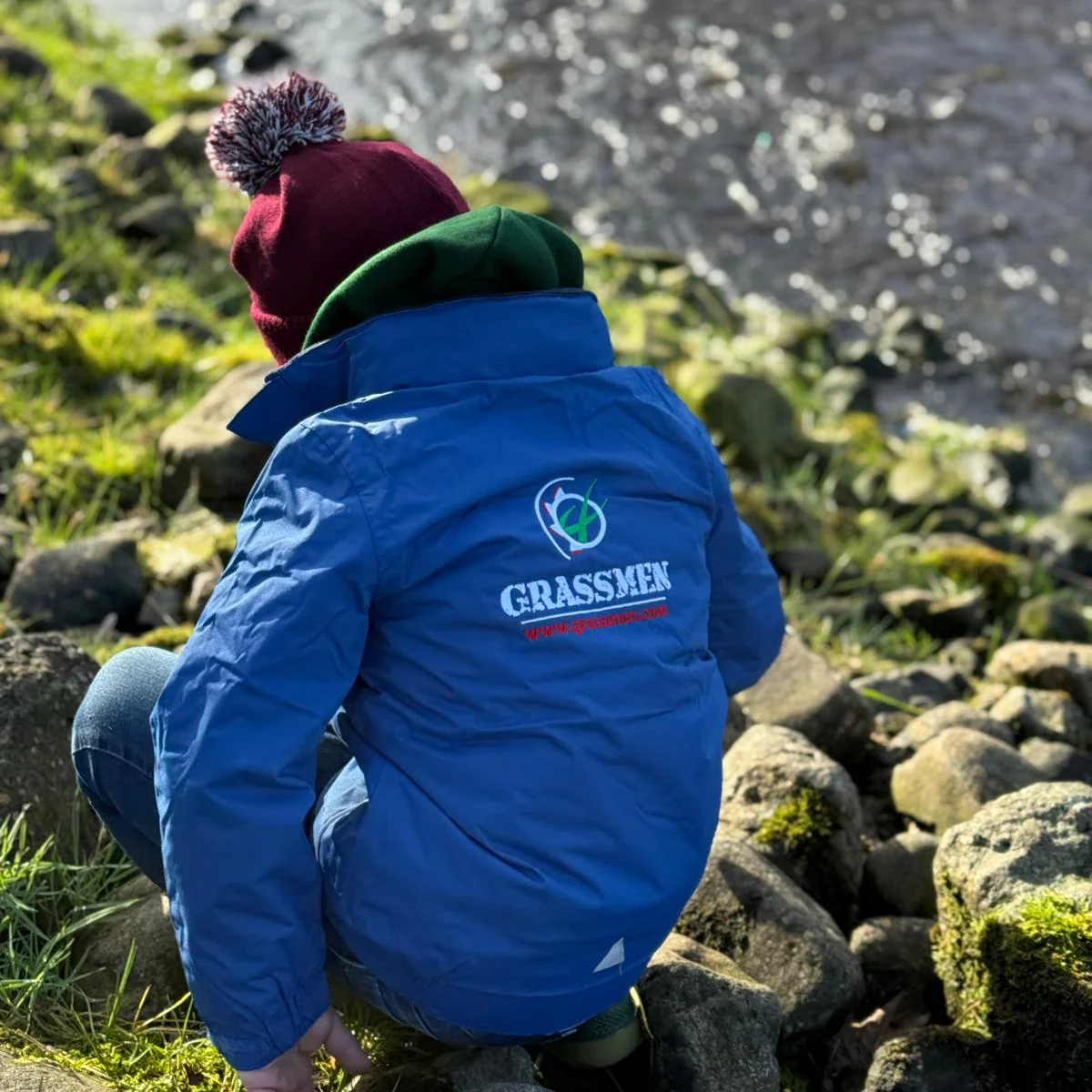 GRASSMEN Kids Drover Jacket - Blue - Image 5