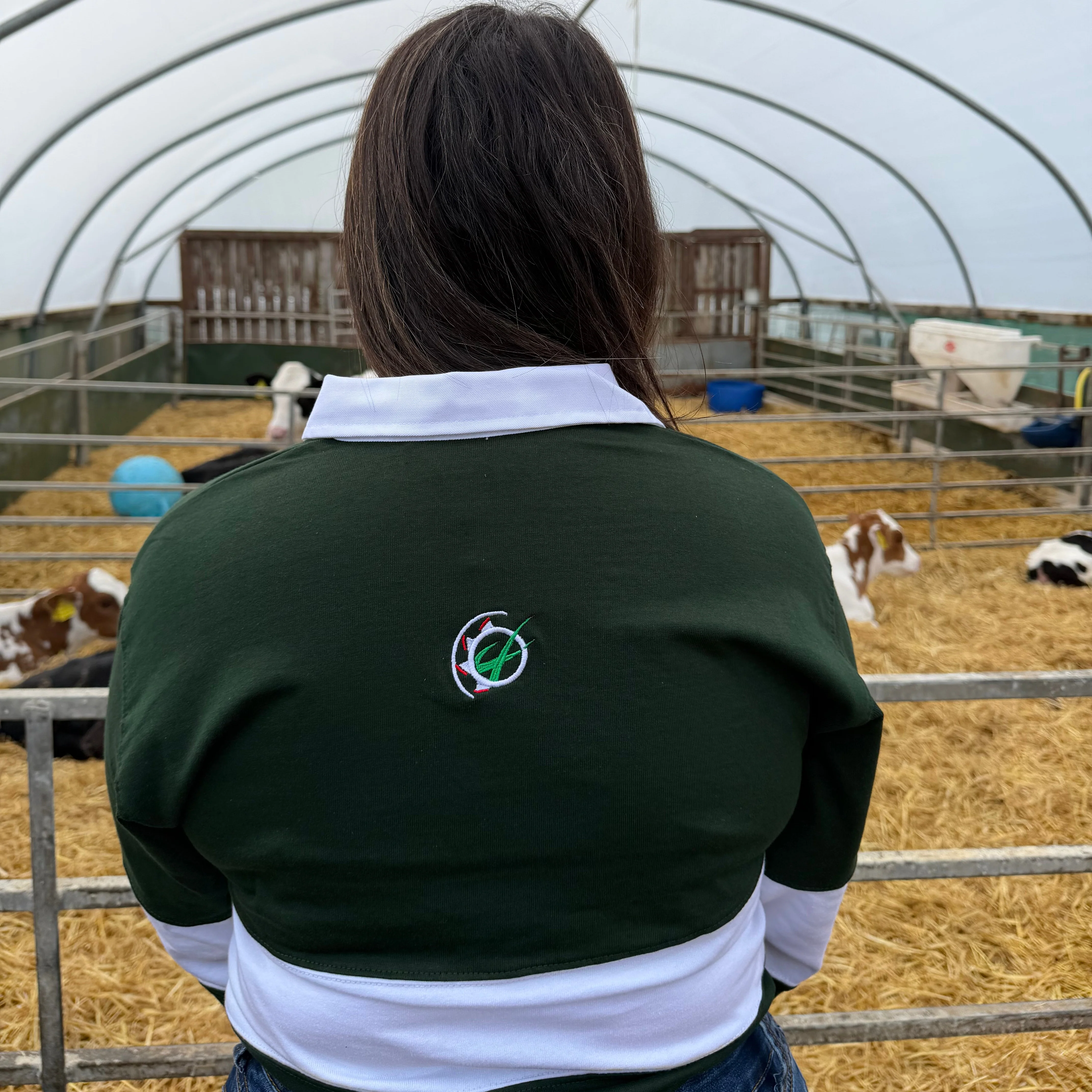 "GRASSMEN" LUX. Unisex Adults Green/White Panelled Rugby Top - Image 6