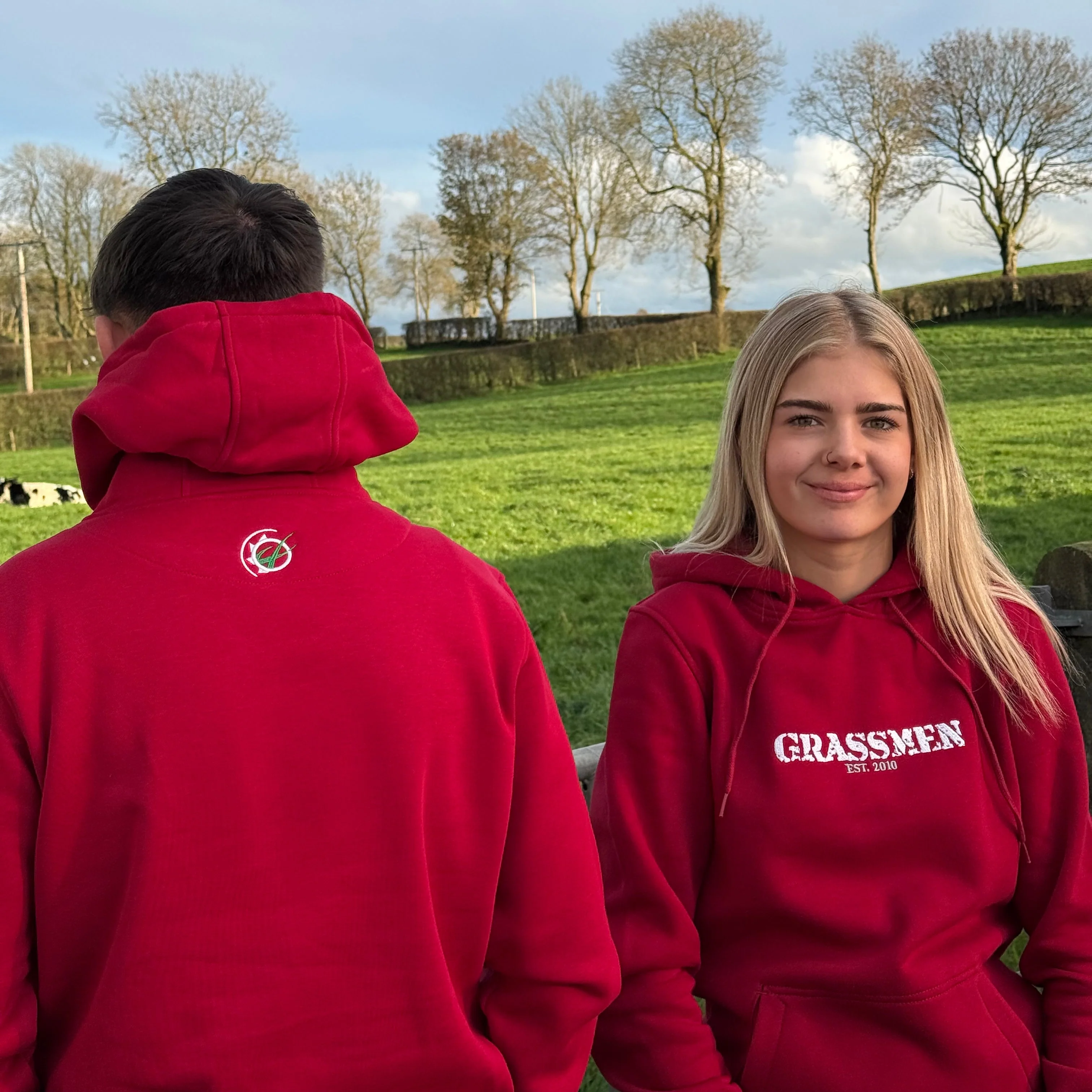 "GRASSMEN" LUX. Unisex Adults Hoodie Ruby Red - Image 4