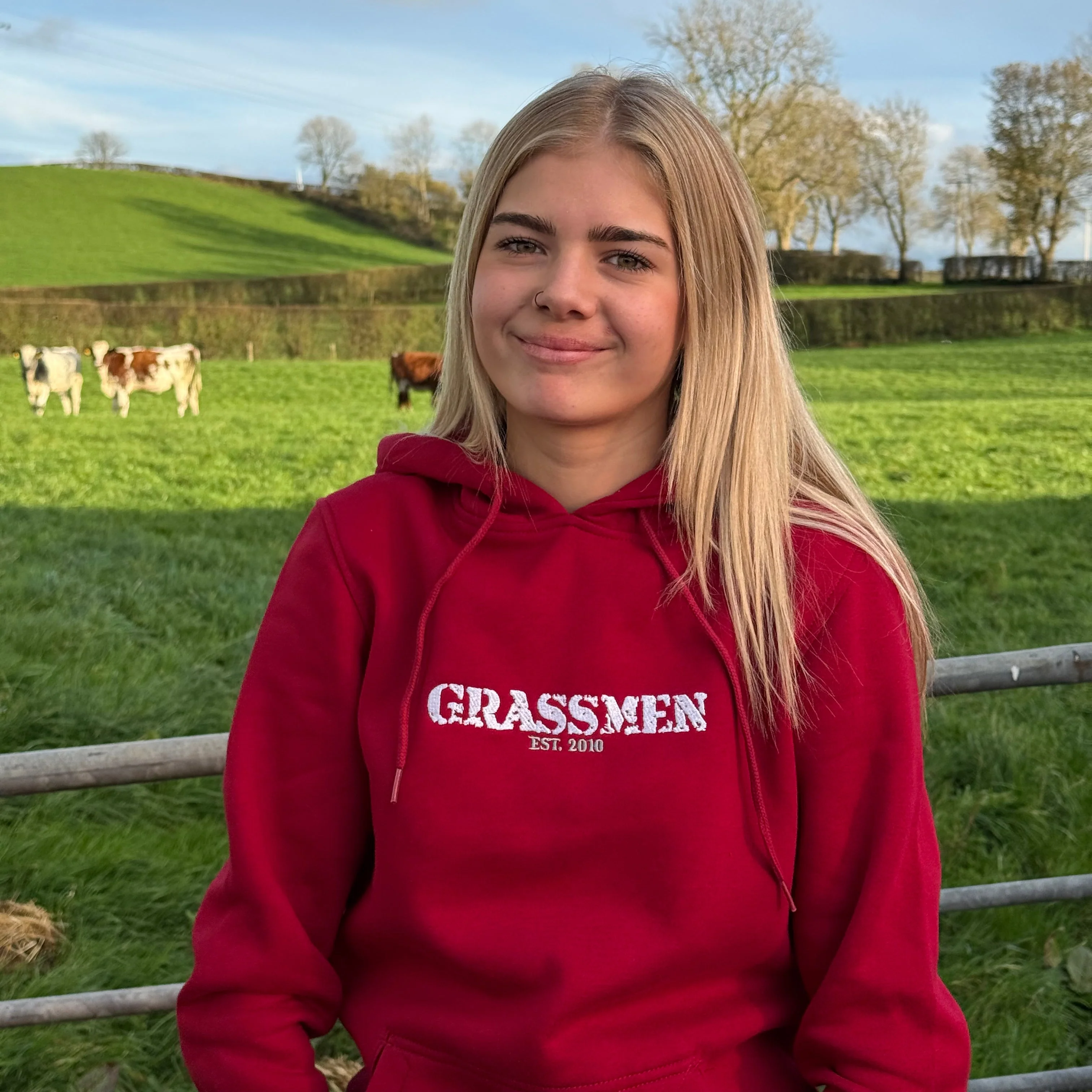 "GRASSMEN" LUX. Unisex Adults Hoodie Ruby Red - Image 5