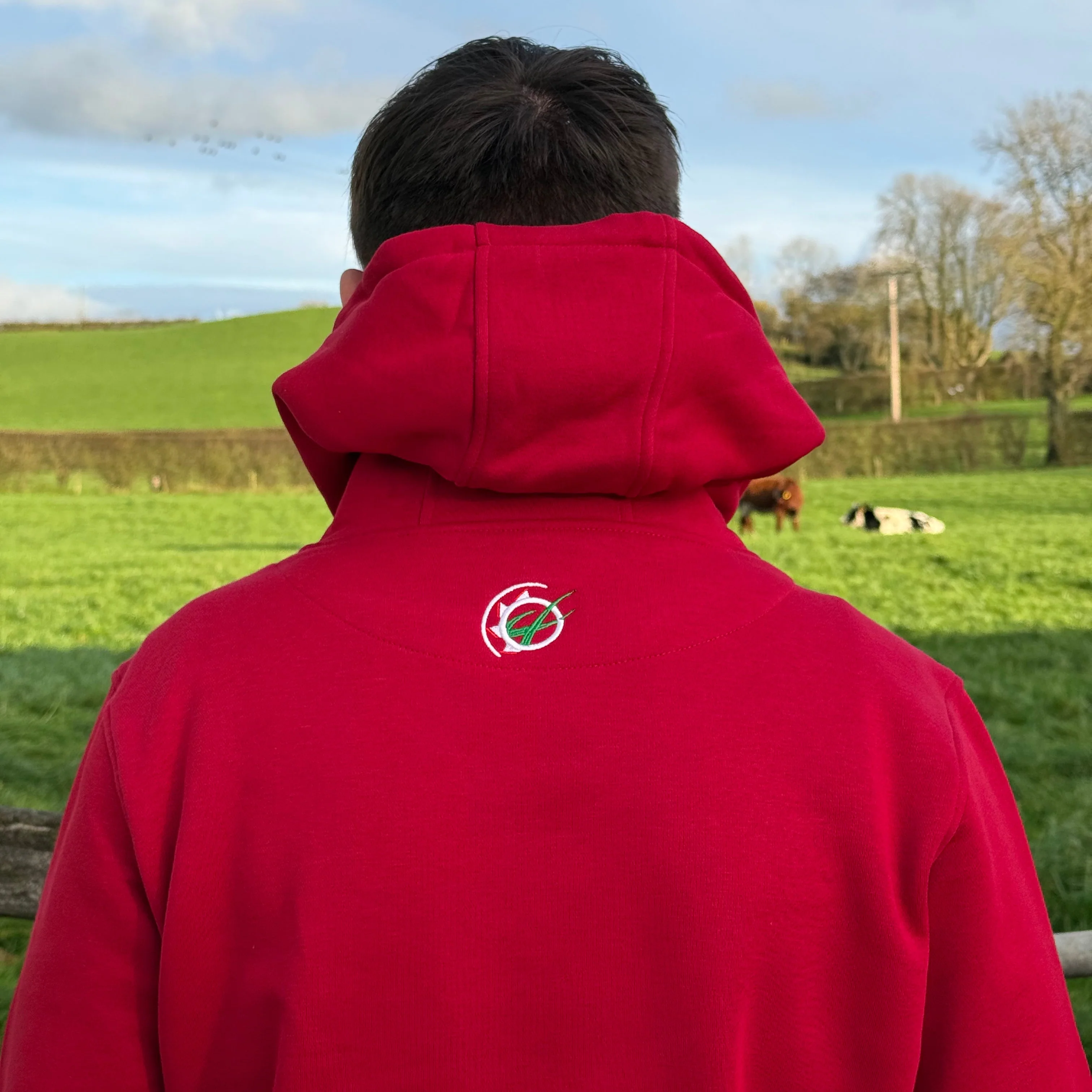 "GRASSMEN" LUX. Unisex Adults Hoodie Ruby Red - Image 7