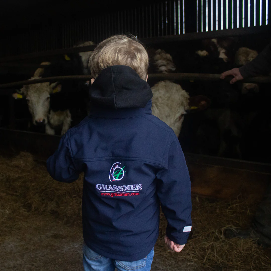 "GRASSMEN" Kids Navy Softshell Jacket - Image 2