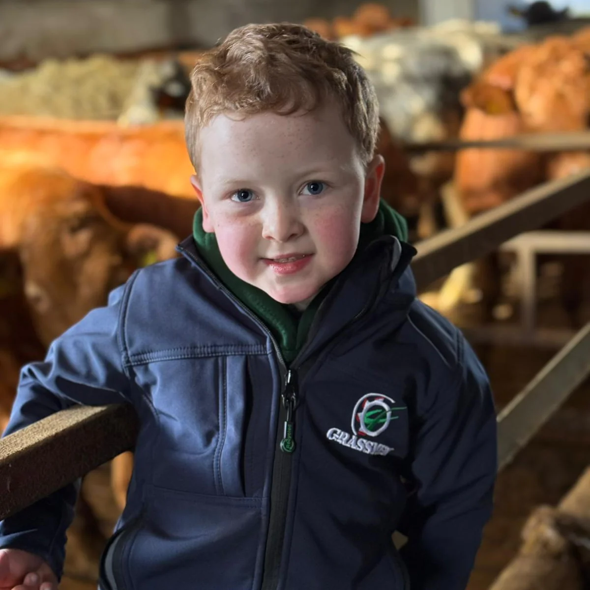 "GRASSMEN" Kids Navy Softshell Jacket - Image 5