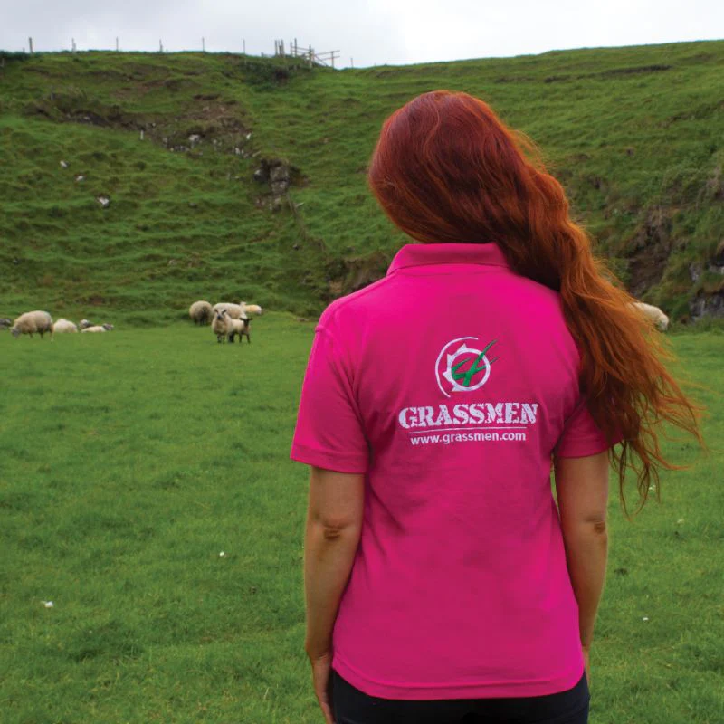 "GRASSMEN" Unisex Adults Pink Polo Shirt - Image 4