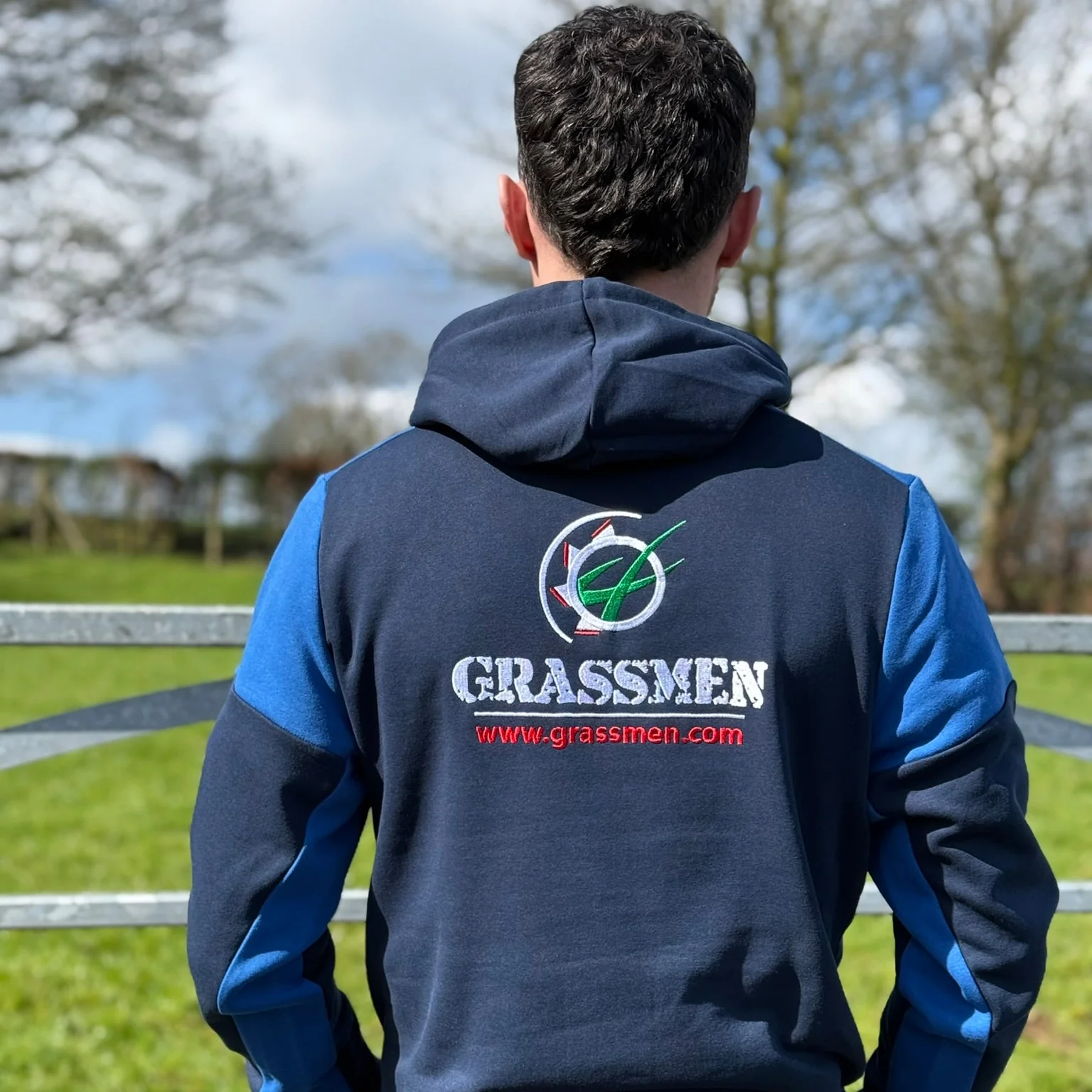 GRASSMEN Prime Unisex Hoodie Navy/Cobalt - Image 2