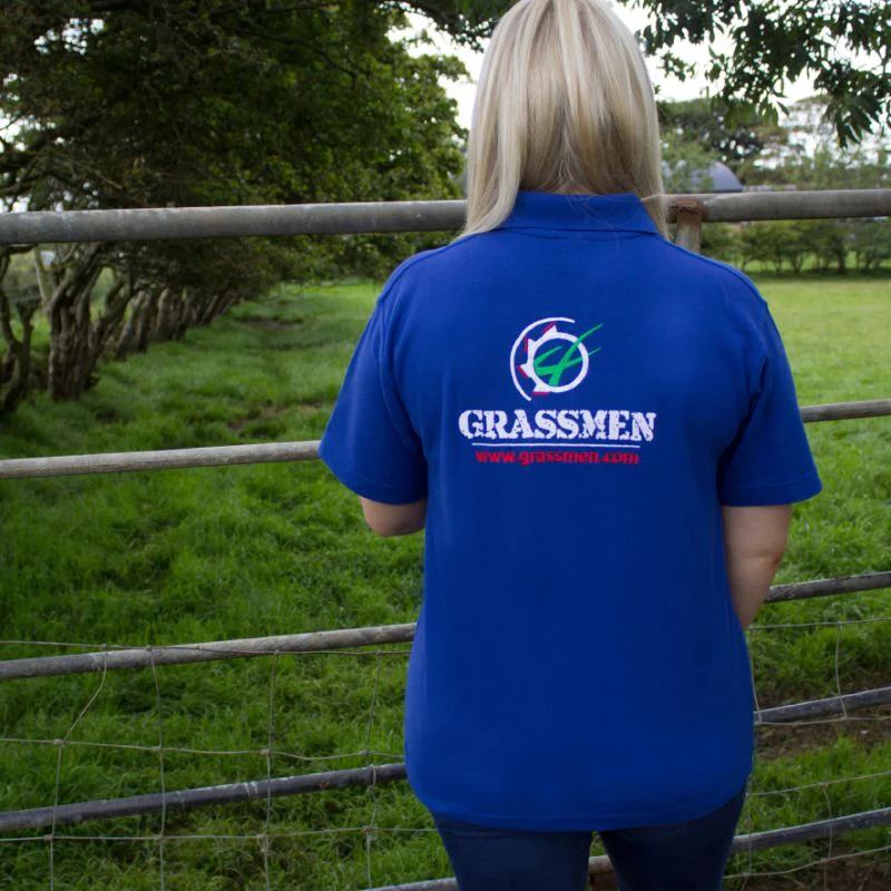 "GRASSMEN"Unisex Adults  Royal Blue Polo Shirt - Image 4
