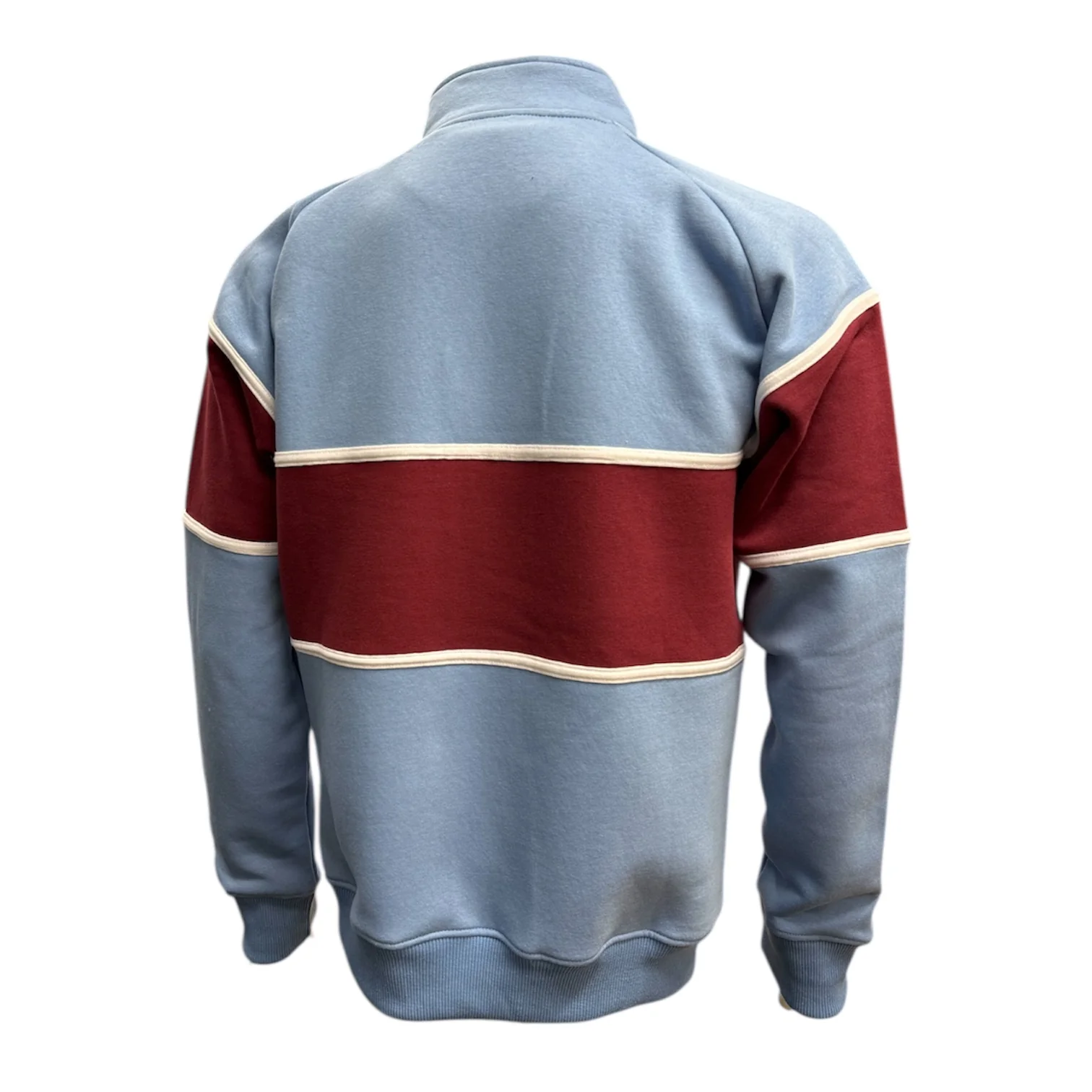 GRASSMEN Sky Blue, Burgundy & White - Adults Unisex Cotton Quarter Zip - Image 3