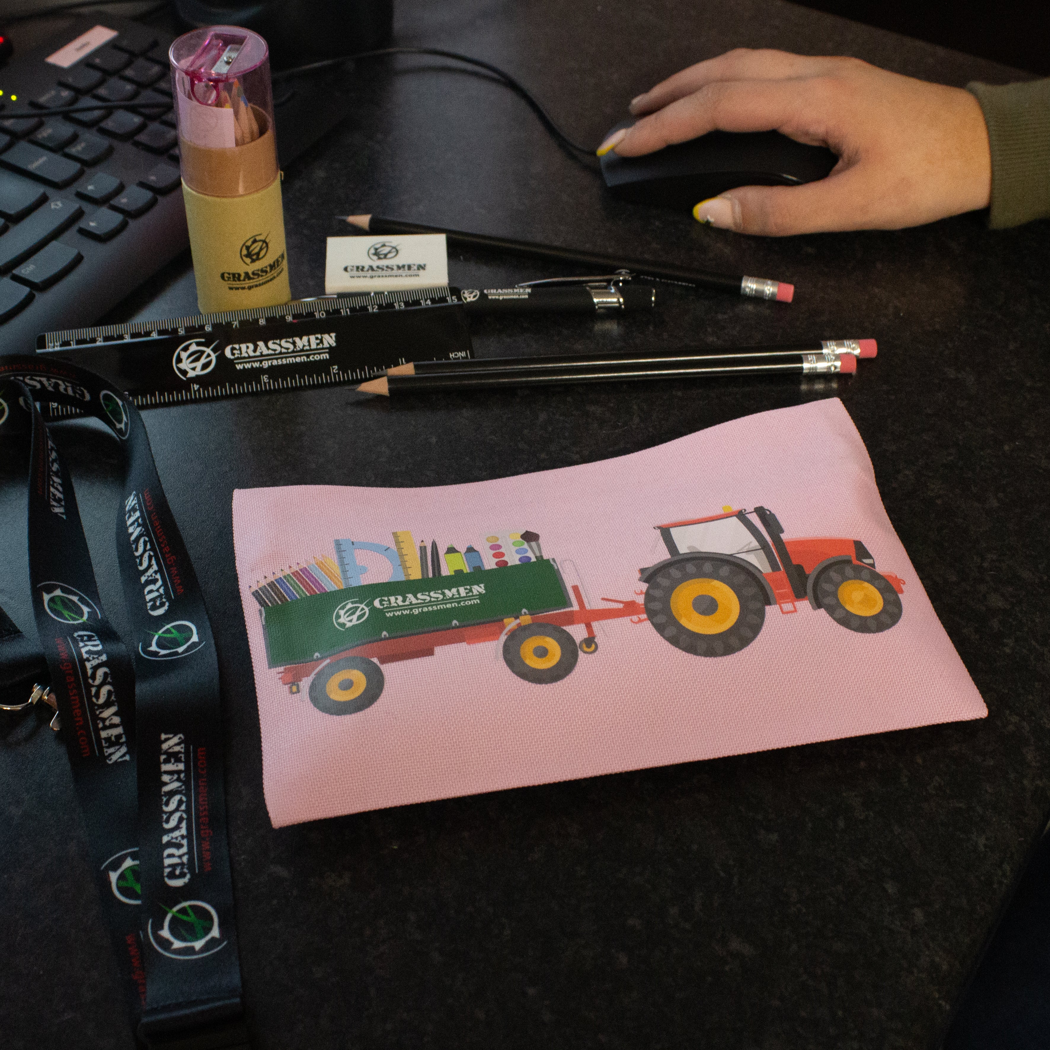 "GRASSMEN" Tractor & Trailer Pencil Case - Choose Colour - Image 2