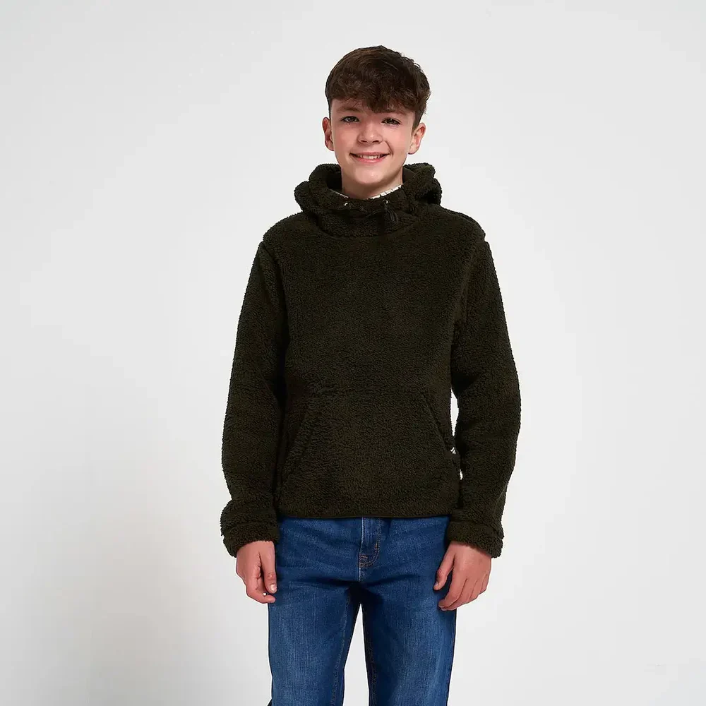Jack Pyke Junior Sherpa Fleece Hoodie Dark Olive - Image 4