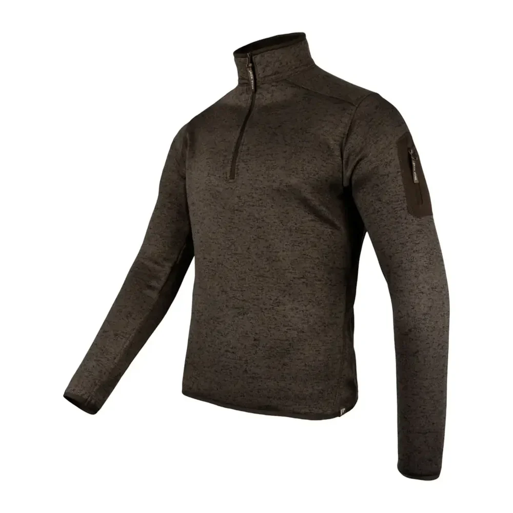 Jack Pyke Mens Melange Quarter Zip Fleece Brown