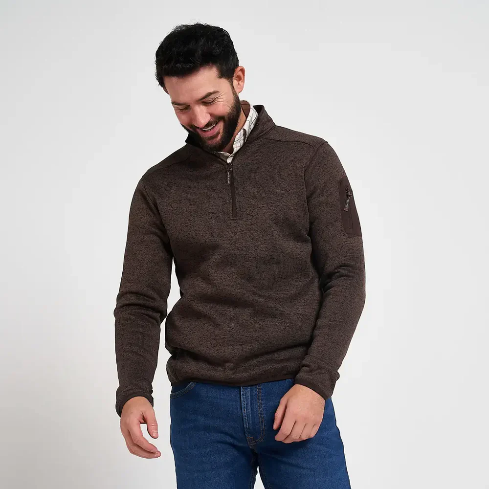 Jack Pyke Mens Melange Quarter Zip Fleece Brown - Image 4