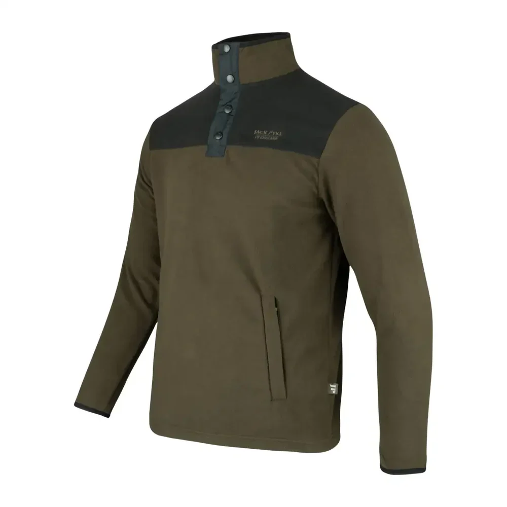 Jack Pyke Men's Snap Neck fleece Top Olive - Image 2
